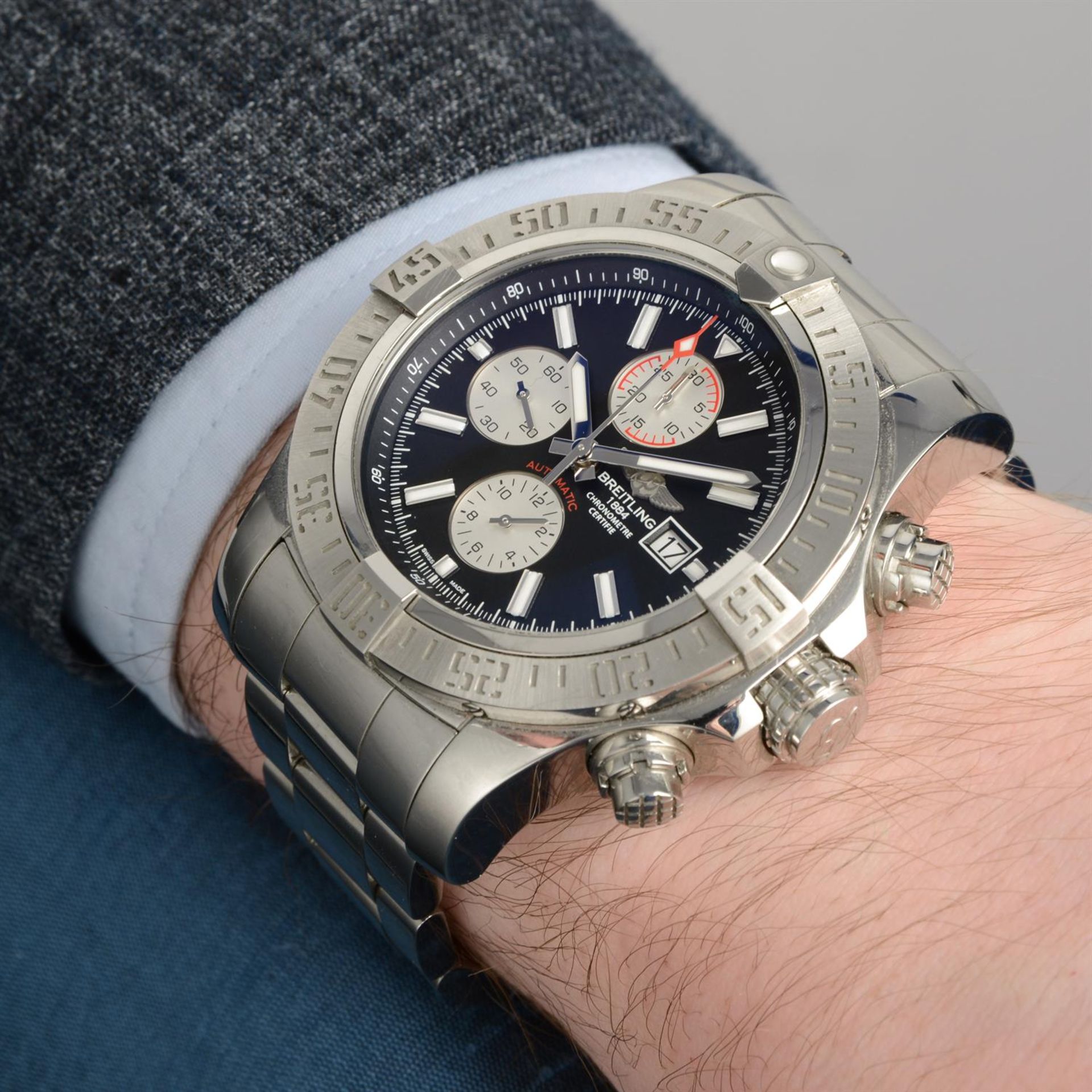 BREITLING - a stainless steel Super Avenger II chronograph bracelet watch, 48mm. - Image 5 of 5