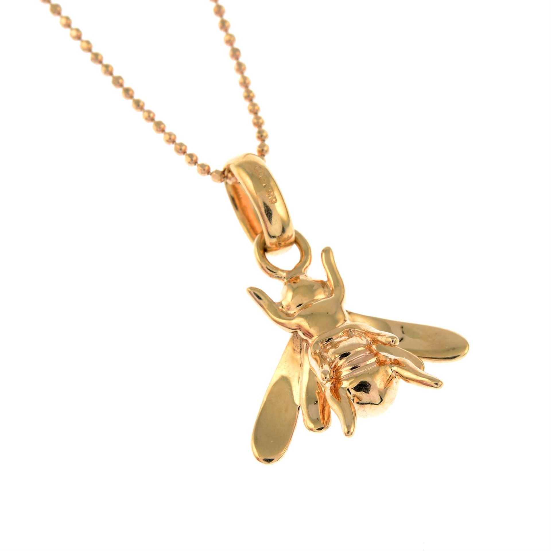 An 18ct gold diamond honey bee pendant, with chain, by Links of London. - Bild 3 aus 5