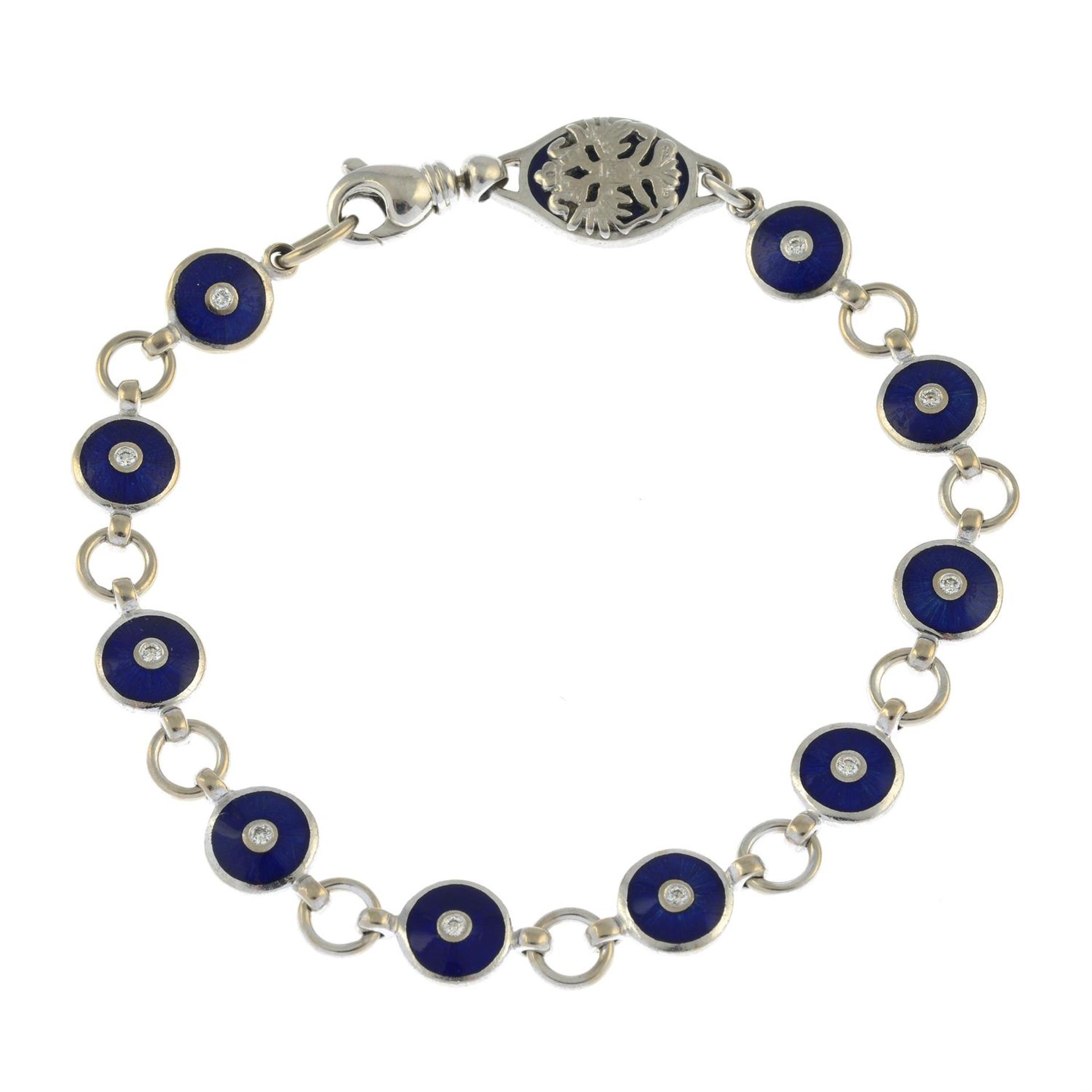 A limited edition diamond and blue enamel bracelet, by Victor Mayer for Fabergé. - Bild 2 aus 4