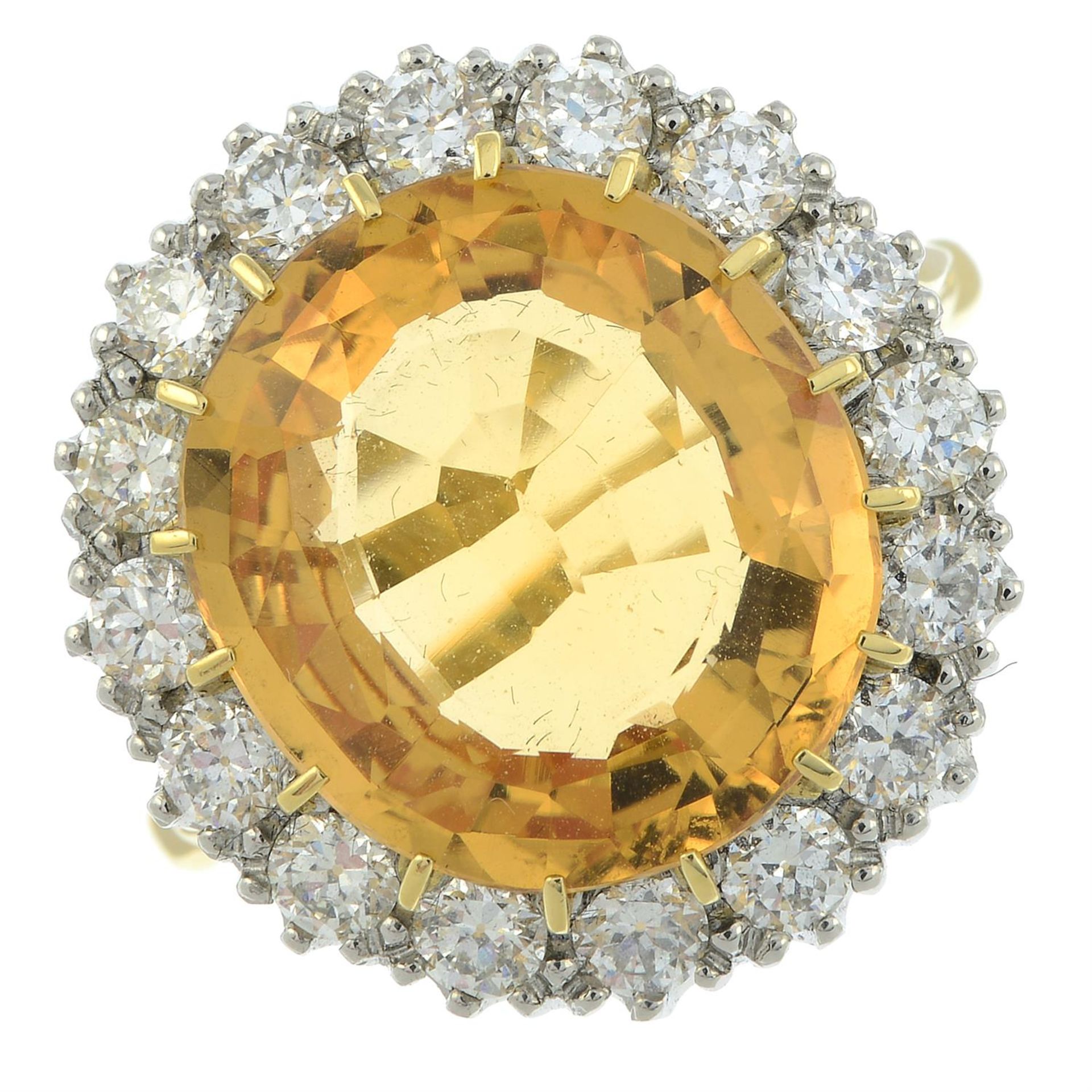 A 'golden' topaz and old-cut diamond cluster ring. - Image 2 of 5