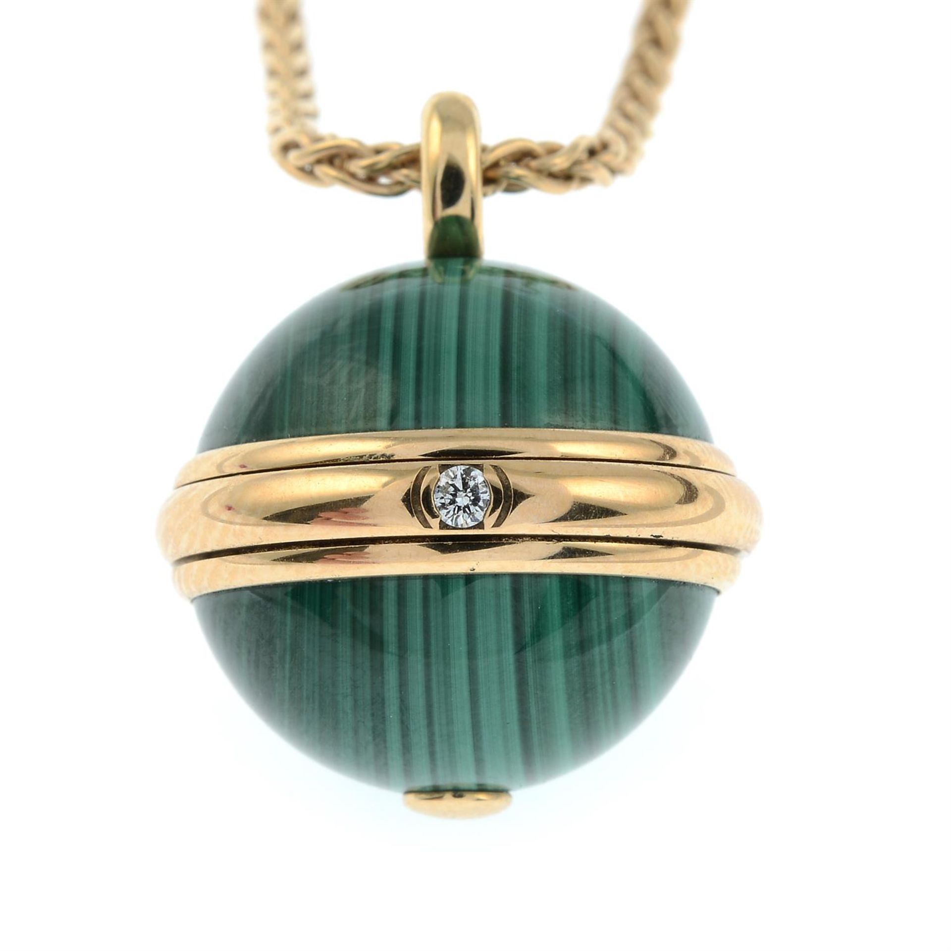 A malachite and diamond 'Posession' pendant, on chain, by Piaget. - Image 2 of 6