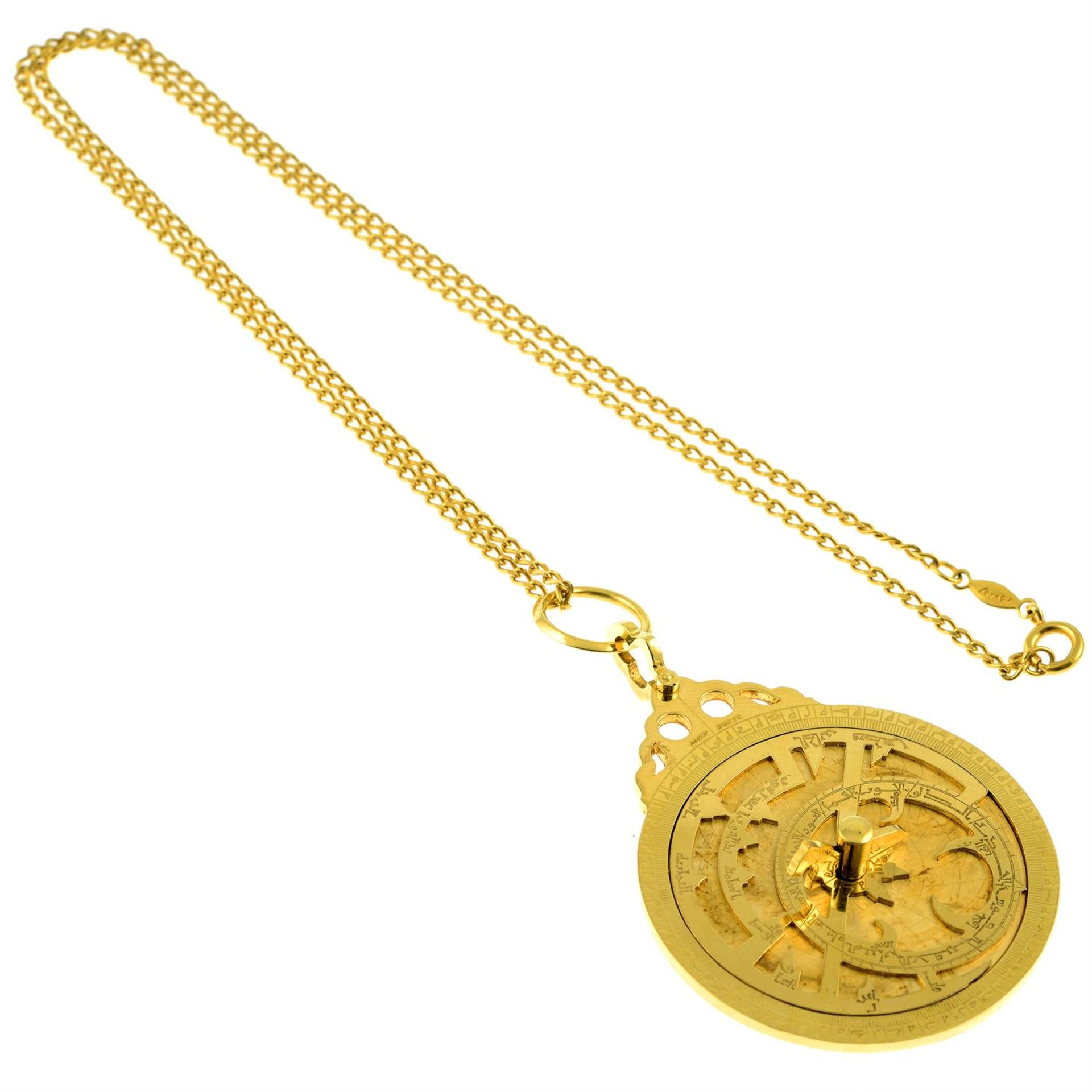 An 18ct gold Arabic astrolabe, with curb-link chain, by Asprey. - Image 4 of 5