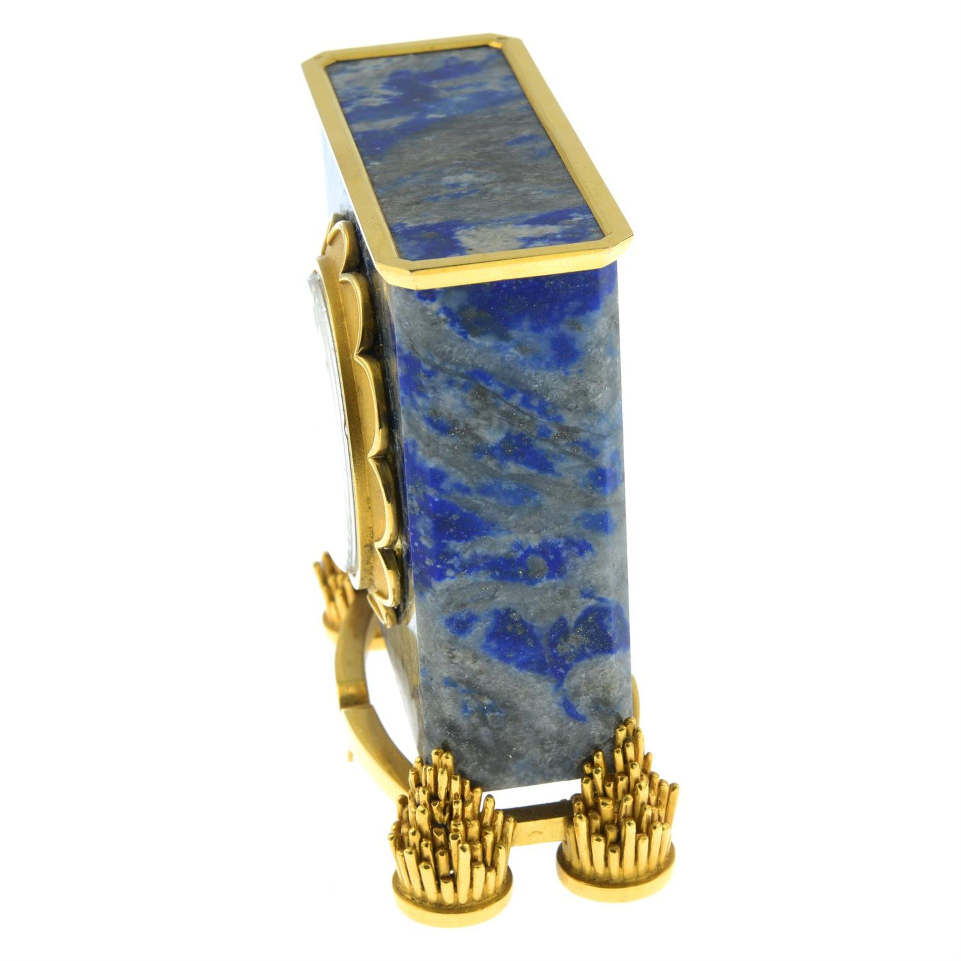 A mid 20th century 18ct gold sodalite carriage clock, in de Brysal case, for Van Cleef & Arpels. - Bild 3 aus 7