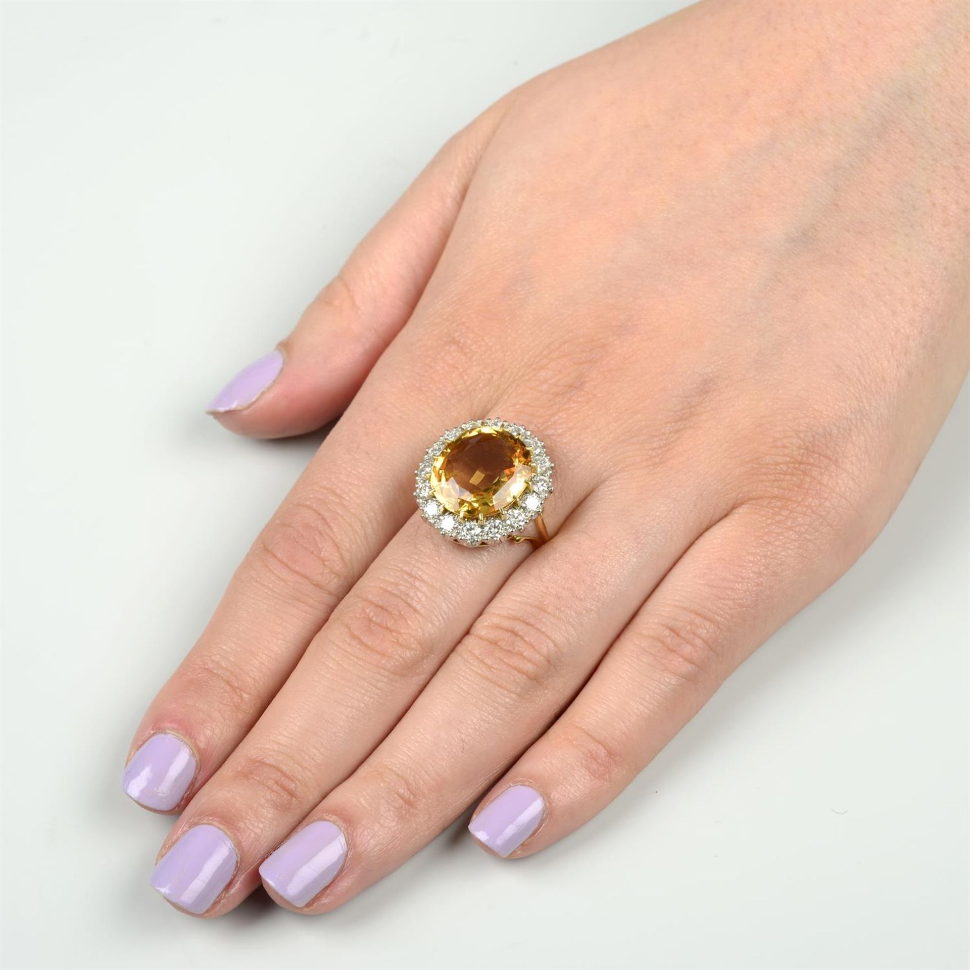 A 'golden' topaz and old-cut diamond cluster ring. - Image 5 of 5