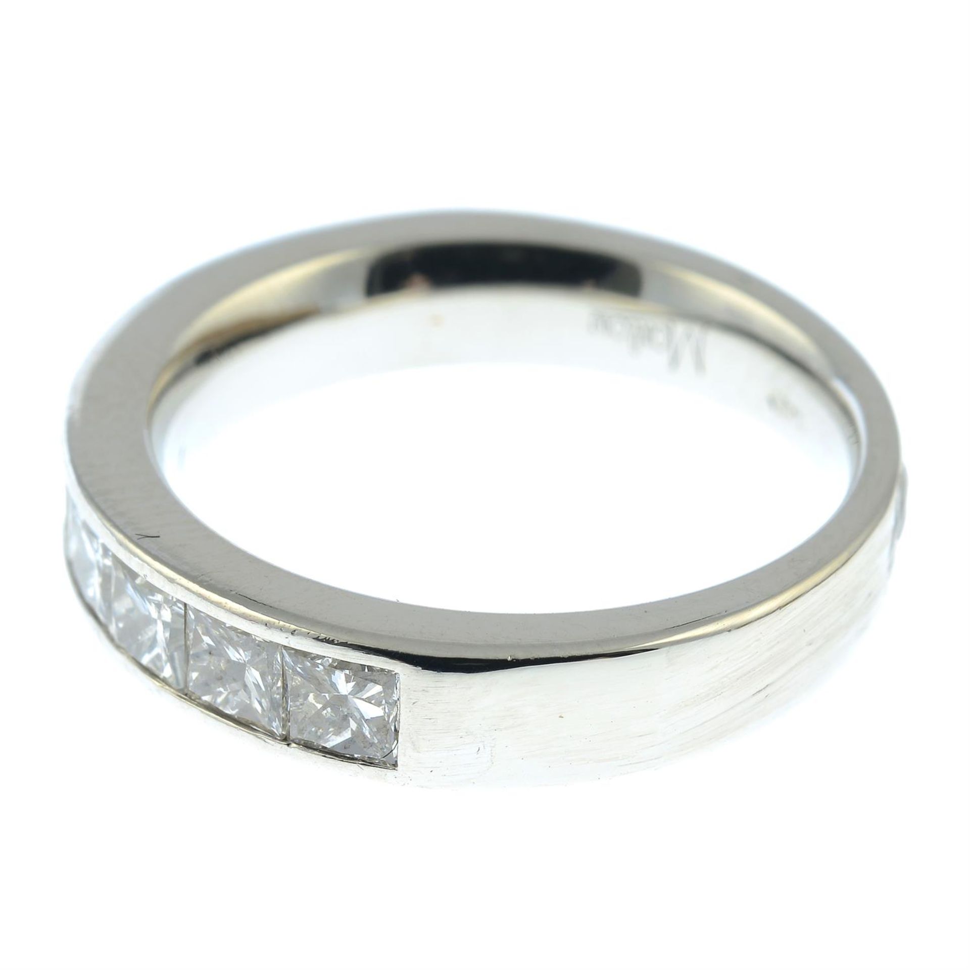 A platinum square-shape diamond half eternity ring. - Bild 3 aus 5