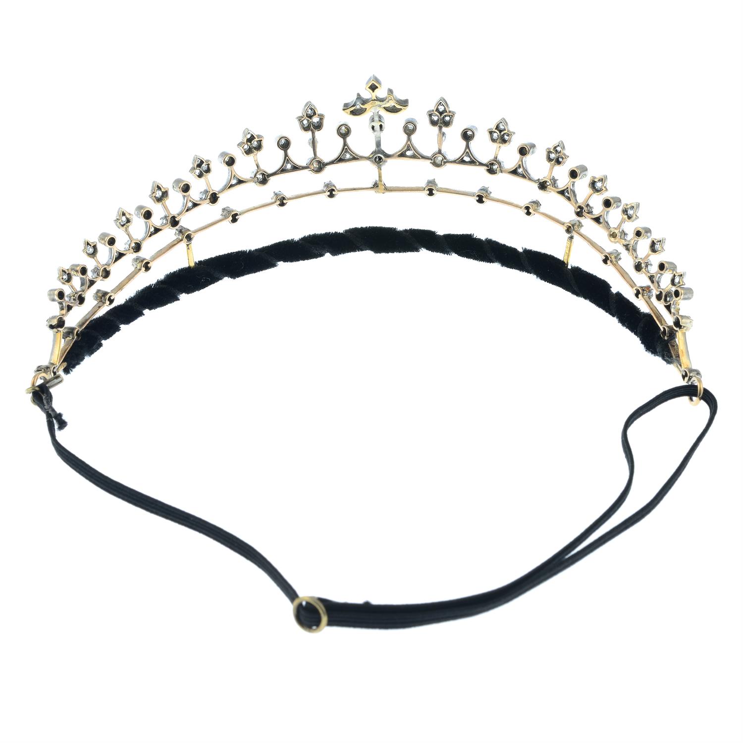 A late 19th century silver and gold, old and rose-cut diamond tiara. - Image 3 of 4