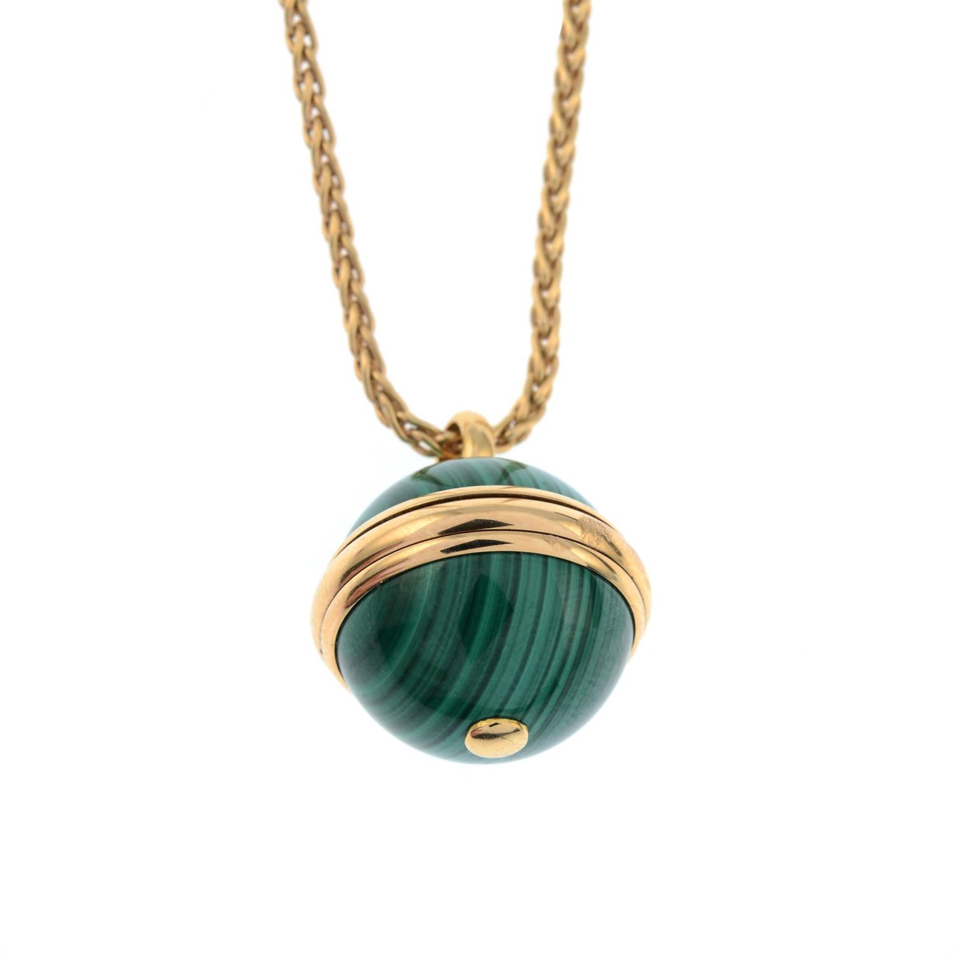 A malachite and diamond 'Posession' pendant, on chain, by Piaget. - Image 3 of 6