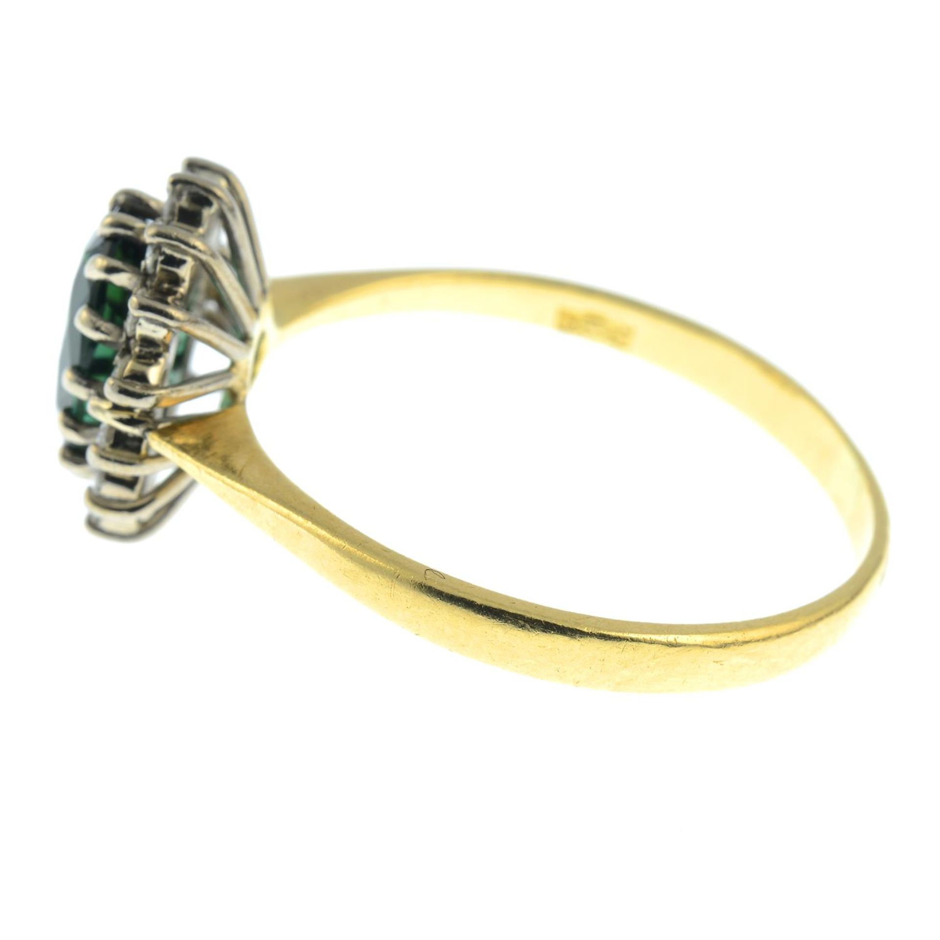 An 18ct gold green tourmaline and brilliant-cut diamond cluster ring. - Image 3 of 5