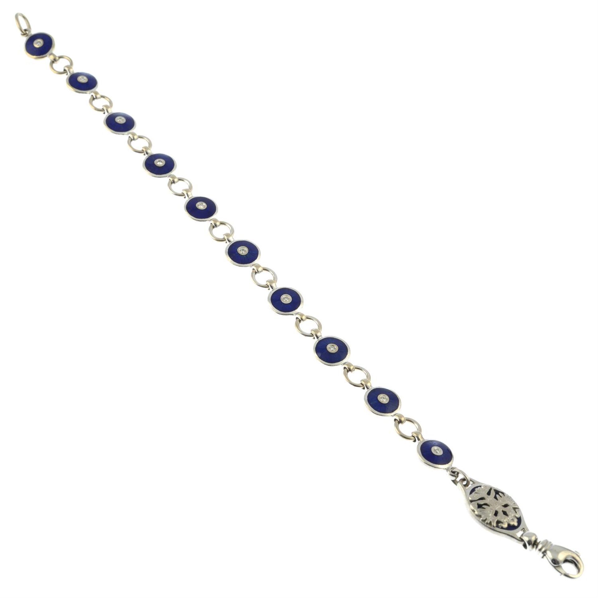 A limited edition diamond and blue enamel bracelet, by Victor Mayer for Fabergé. - Bild 3 aus 4