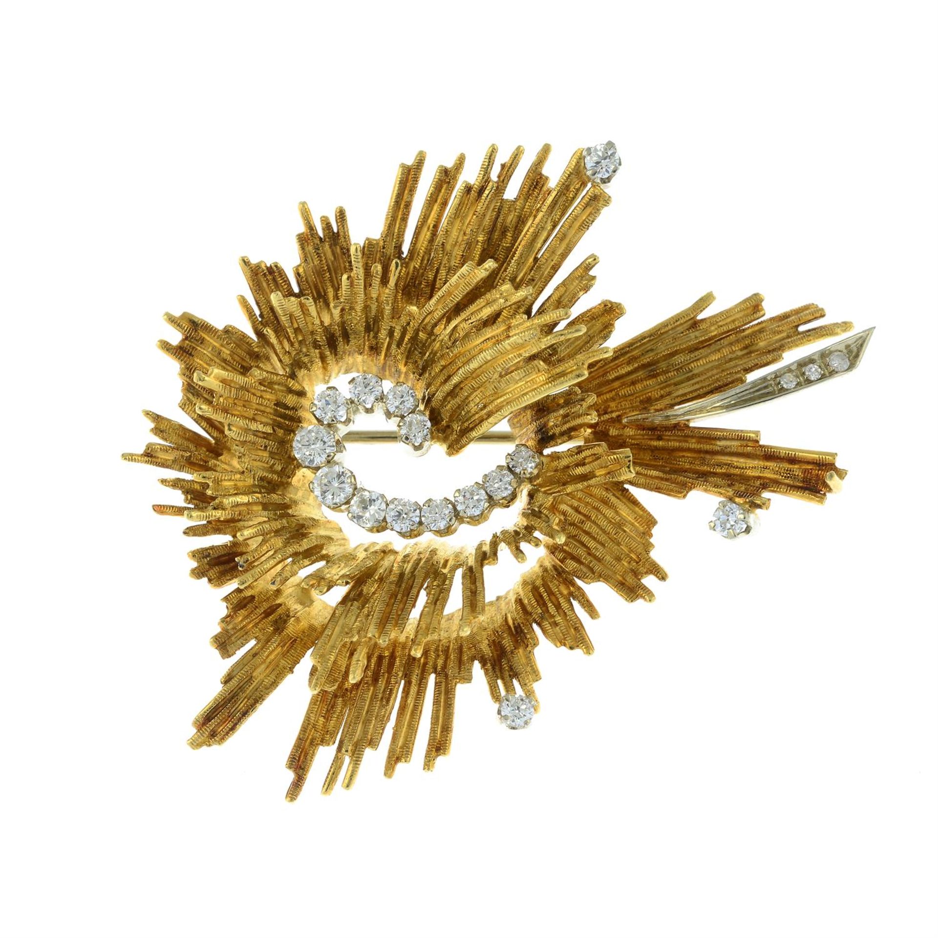 A mid 20th century 18ct gold brilliant and single-cut diamond brooch. - Image 2 of 4