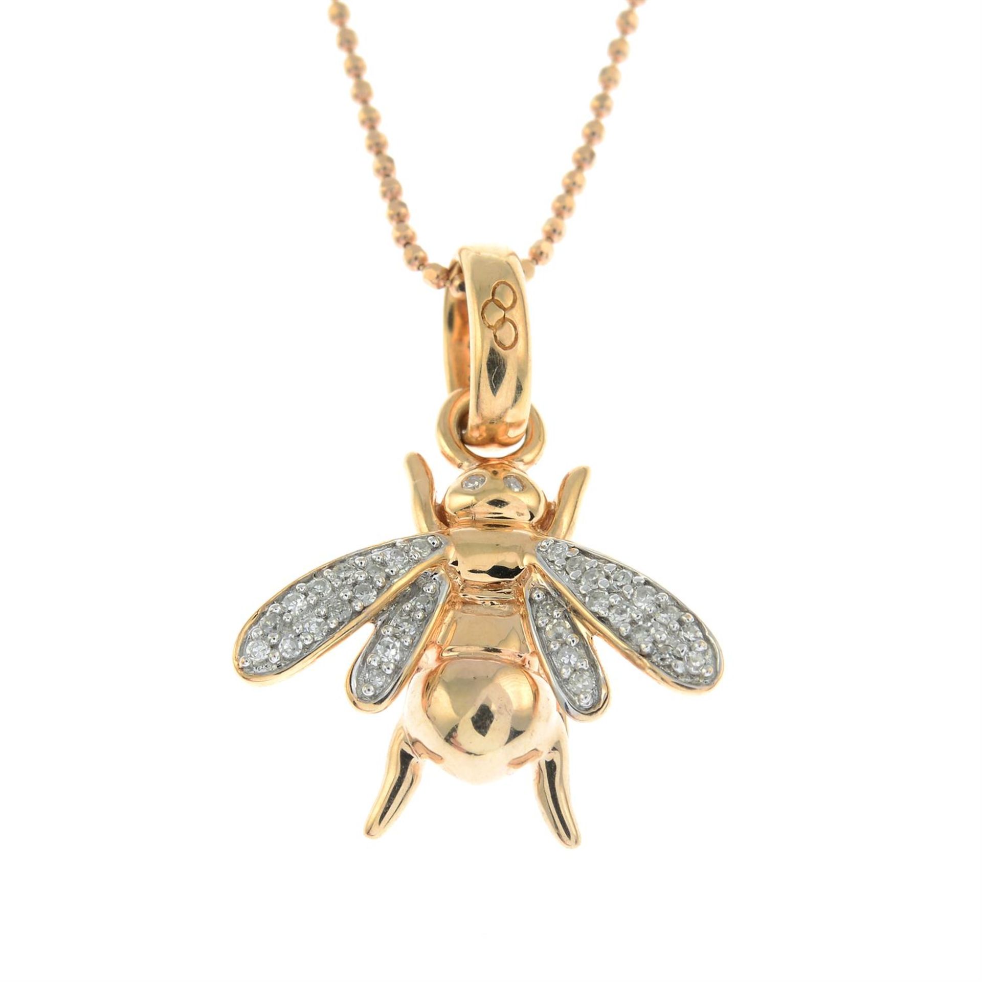 An 18ct gold diamond honey bee pendant, with chain, by Links of London. - Bild 2 aus 5