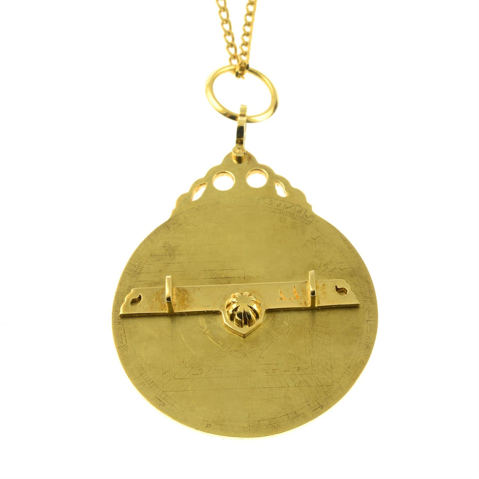 An 18ct gold Arabic astrolabe, with curb-link chain, by Asprey. - Image 3 of 5