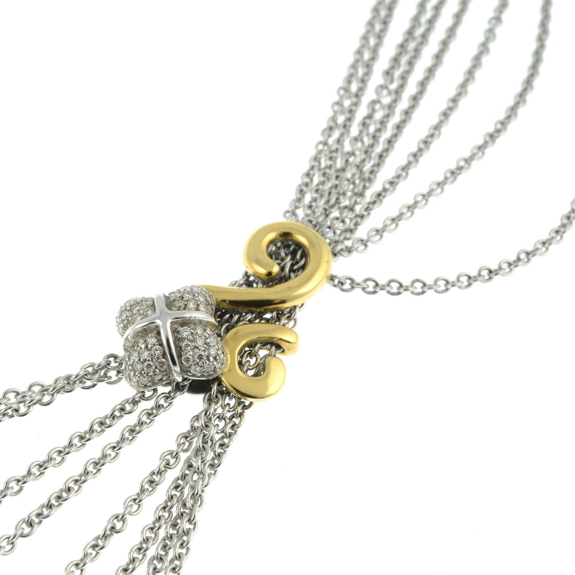 A multi-strand necklace, gathered at diamond and polished scroll and quatrefoil spacers, - Bild 4 aus 7