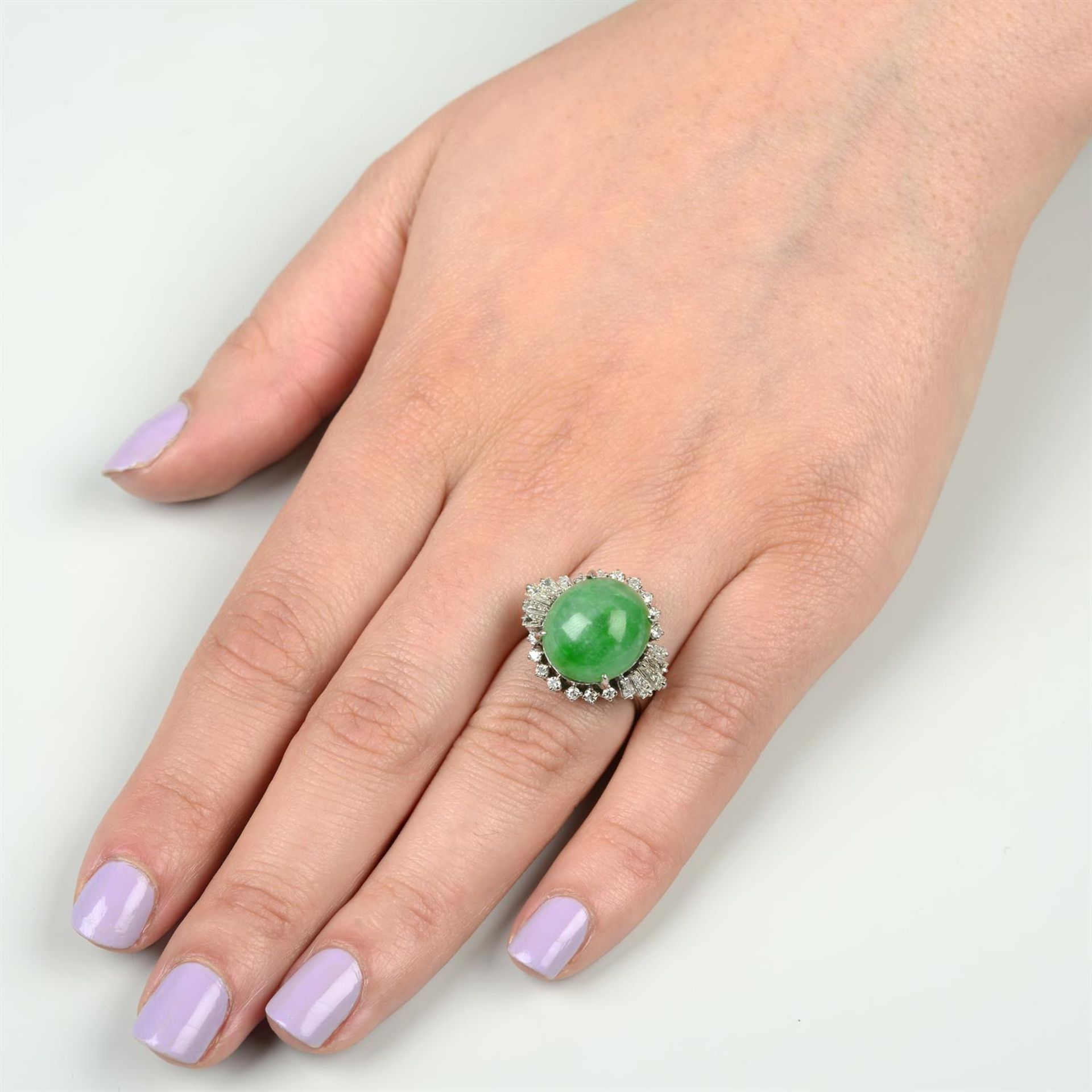 A jadeite jade and vari-cut diamond dress ring. - Image 5 of 5