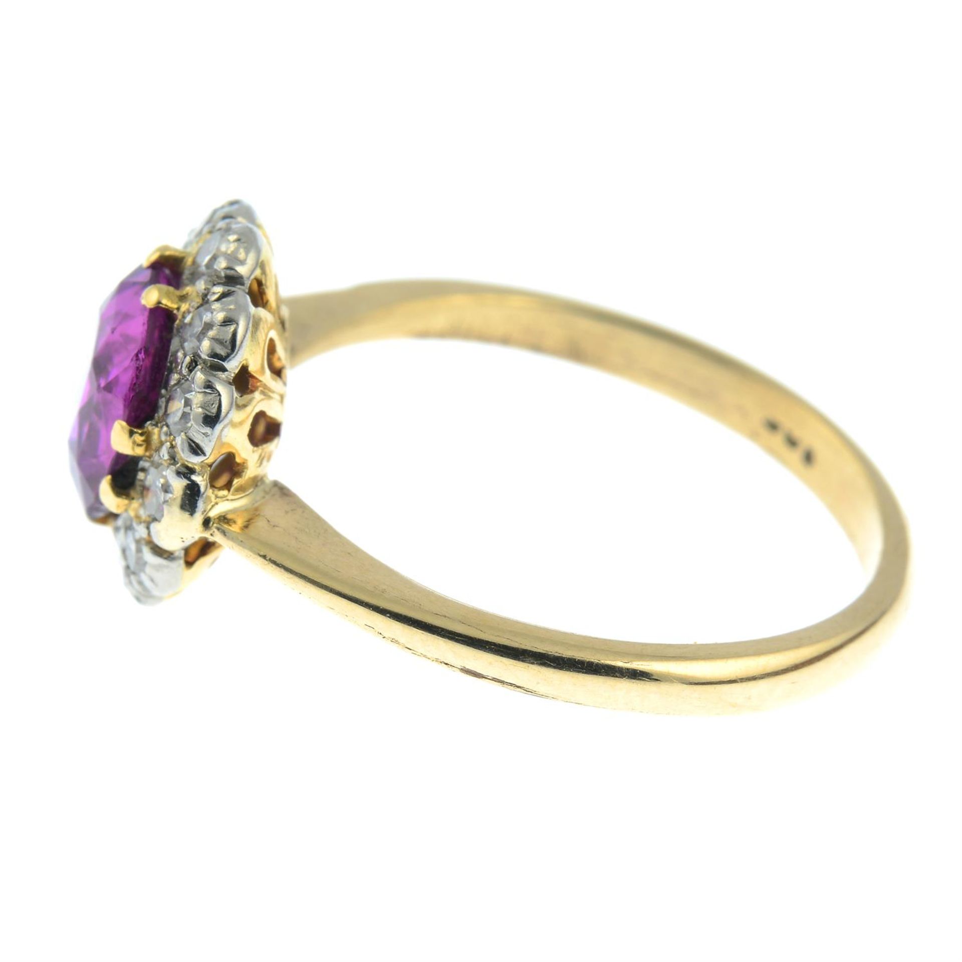 A Sri Lankan pink sapphire and single-cut diamond cluster ring. - Image 3 of 5