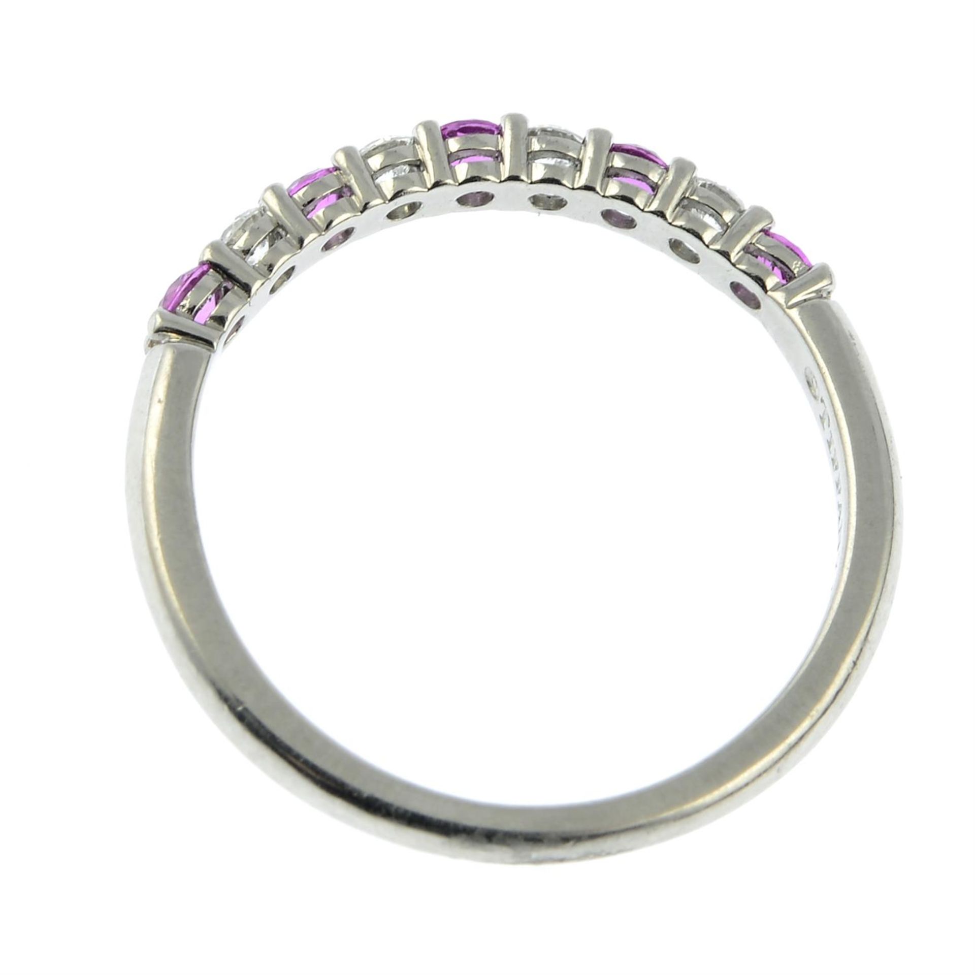 A platinum pink sapphire and brilliant-cut diamond band ring, by Tiffany & Co. - Image 5 of 6