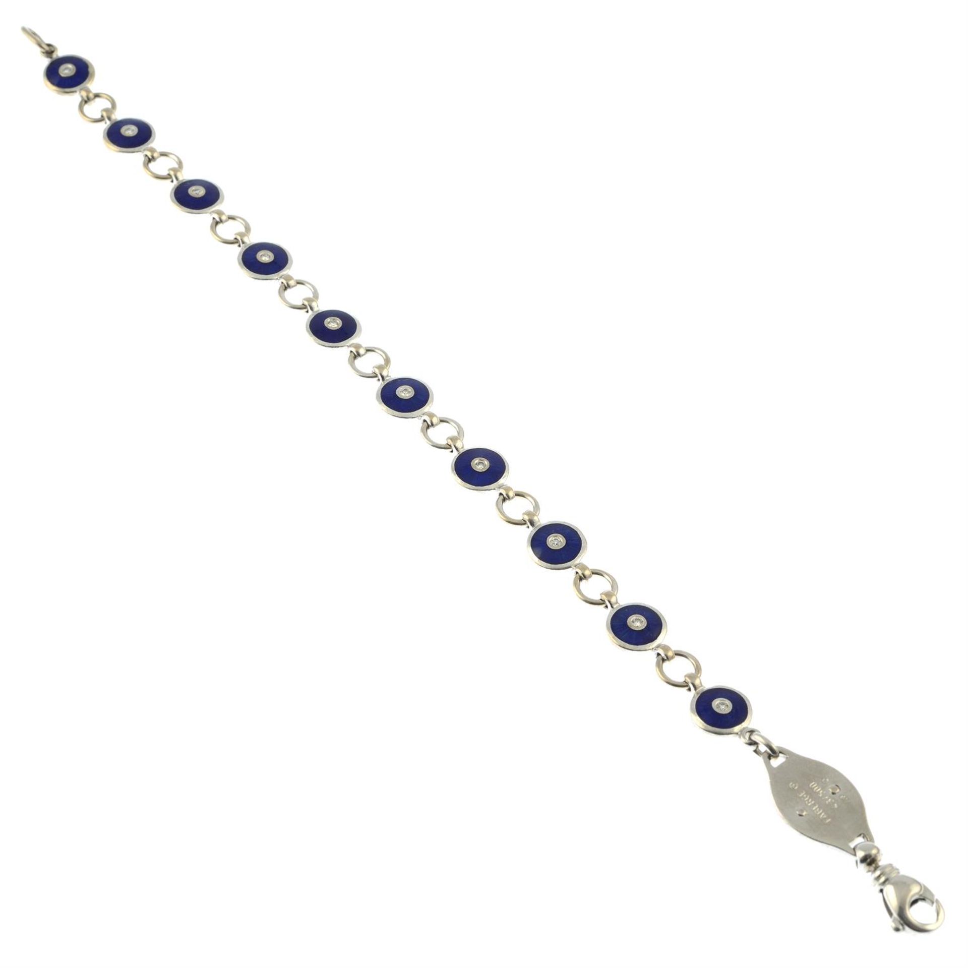 A limited edition diamond and blue enamel bracelet, by Victor Mayer for Fabergé. - Bild 4 aus 4