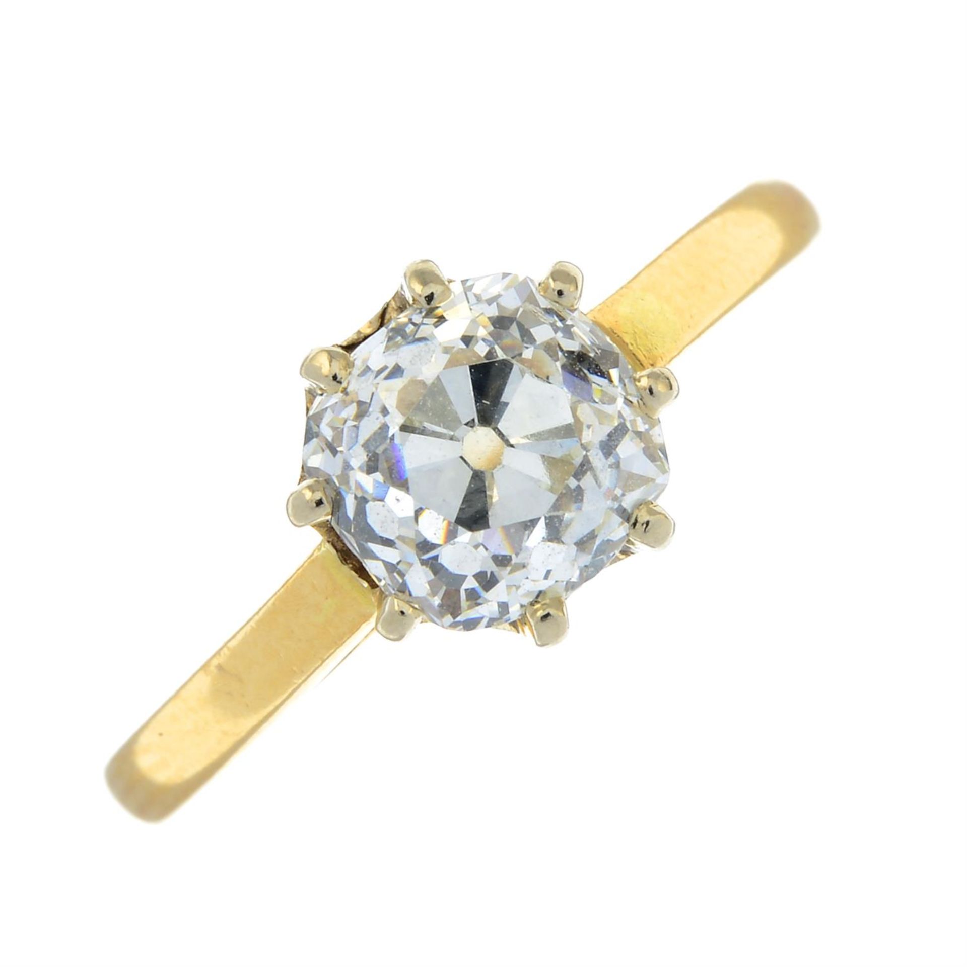 An 18ct gold old-cut diamond single-stone ring. - Bild 2 aus 5