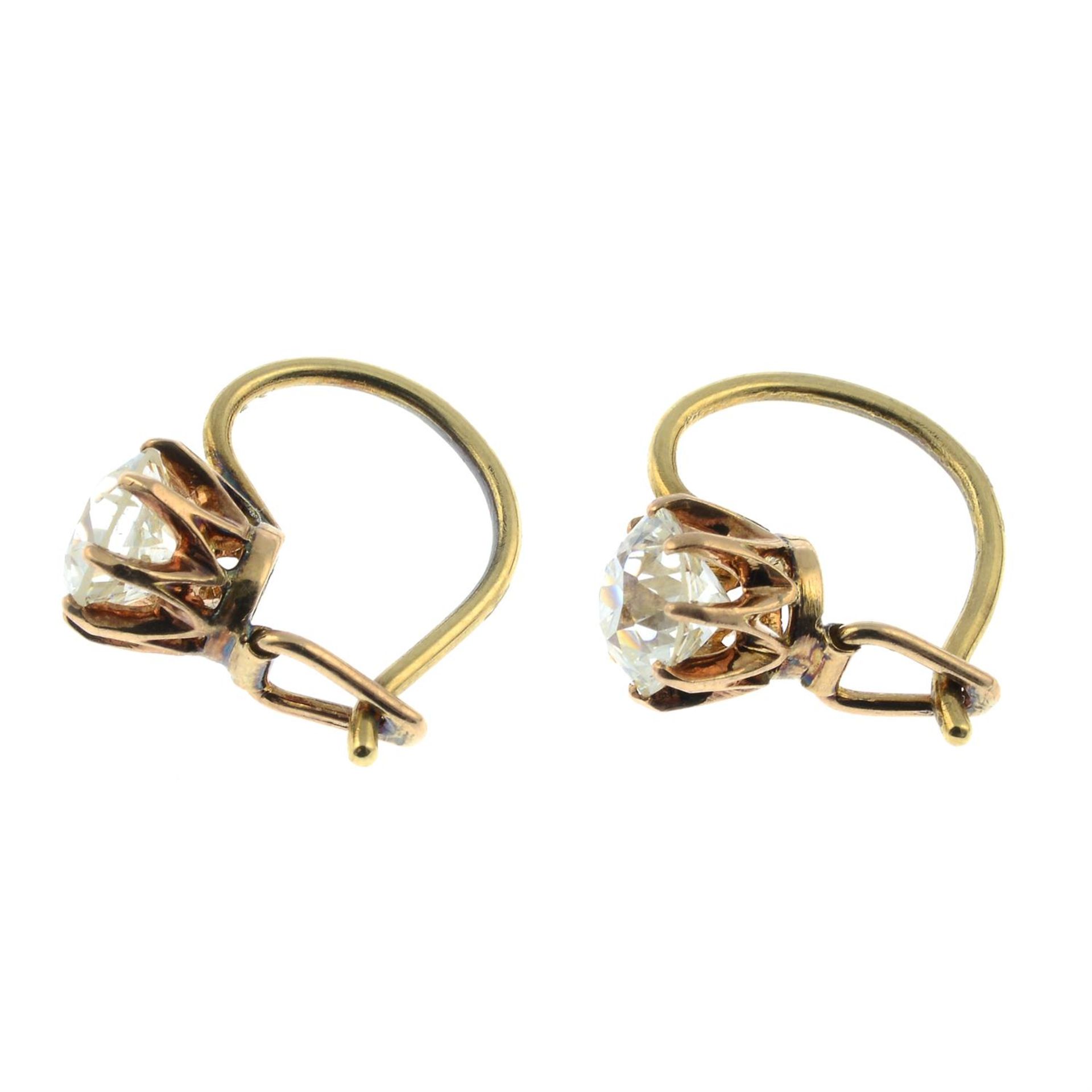 A pair of early 20th century gold old-cut diamond earrings. - Image 3 of 3