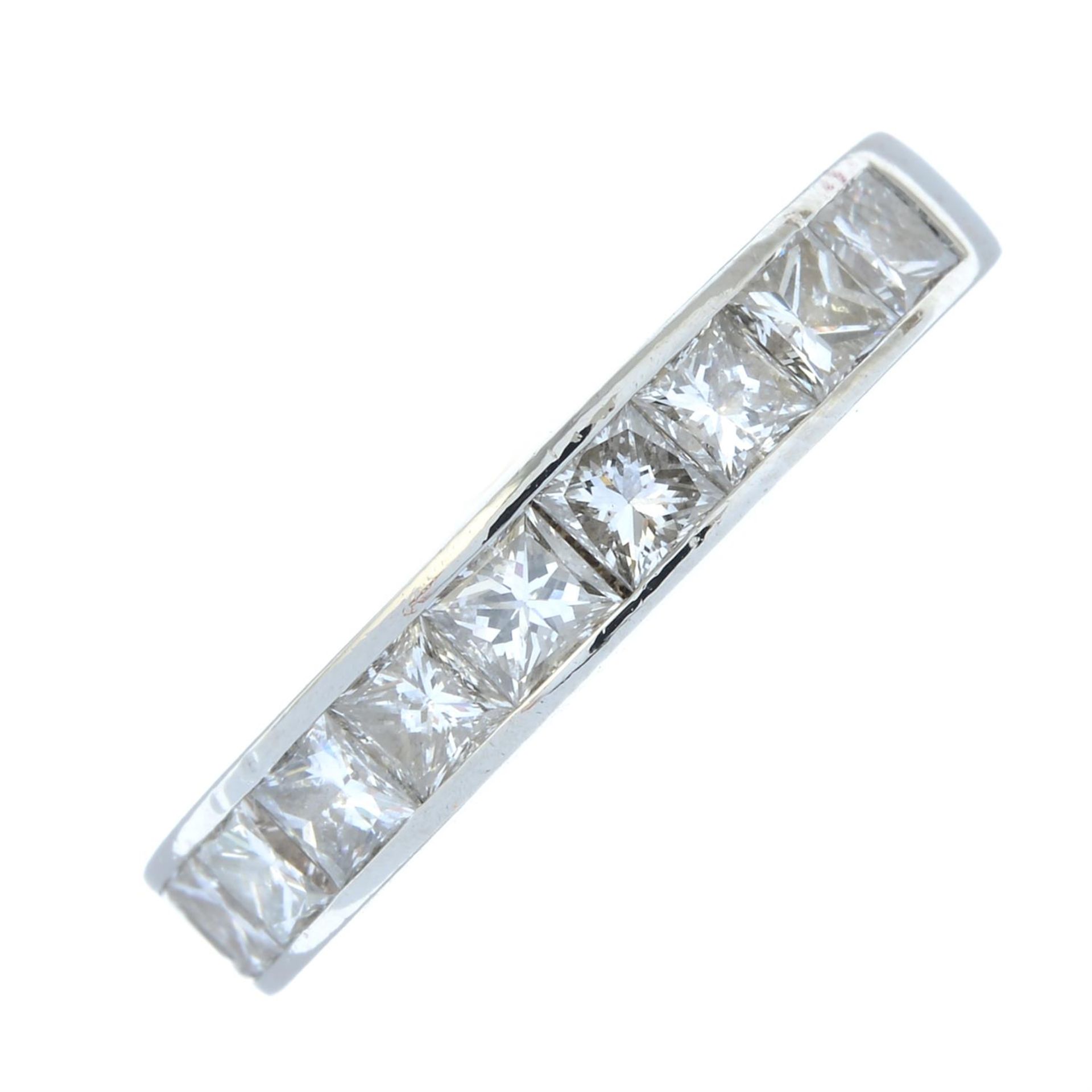 A platinum square-shape diamond half eternity ring. - Bild 2 aus 5