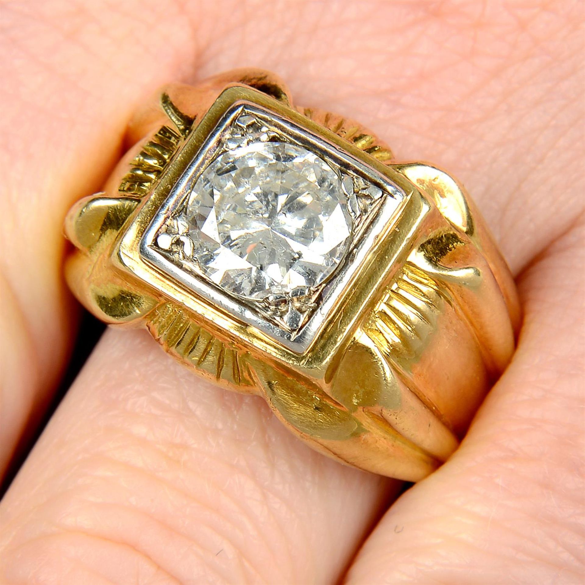 A gentleman's 1960s 18ct gold diamond single-stone ring, by Kutchinsky.