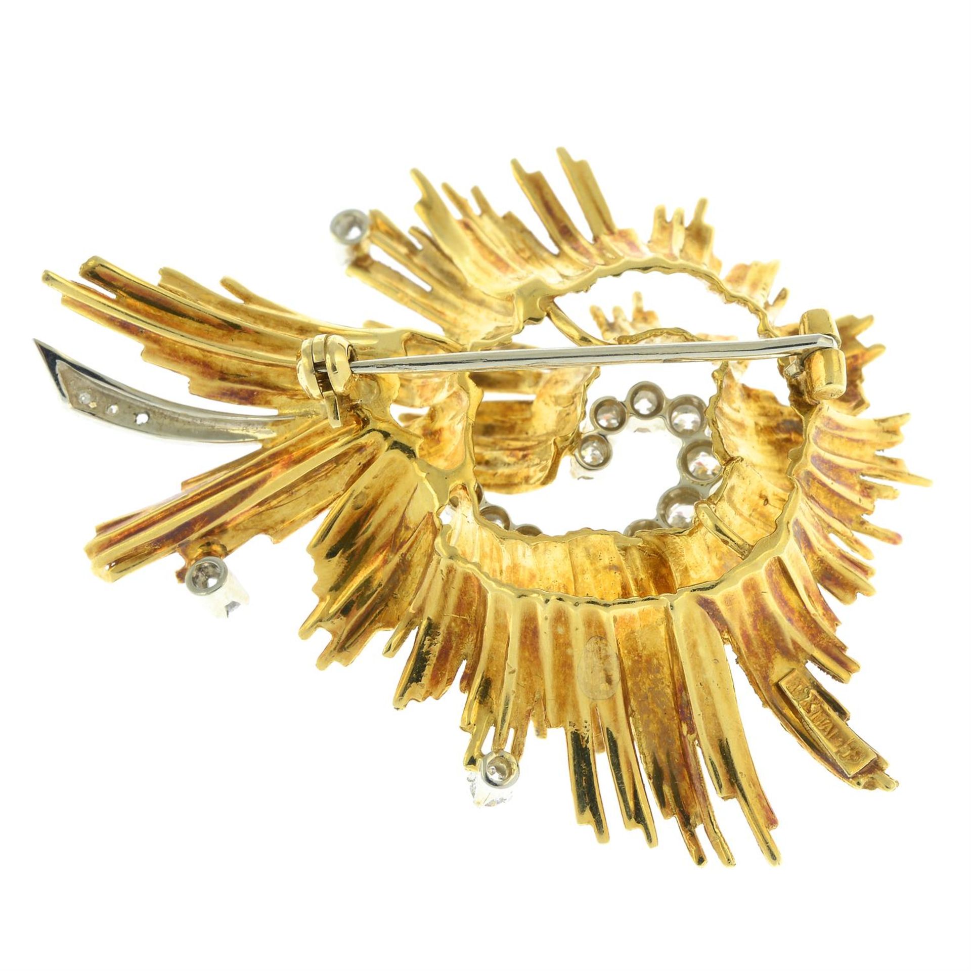 A mid 20th century 18ct gold brilliant and single-cut diamond brooch. - Image 3 of 4