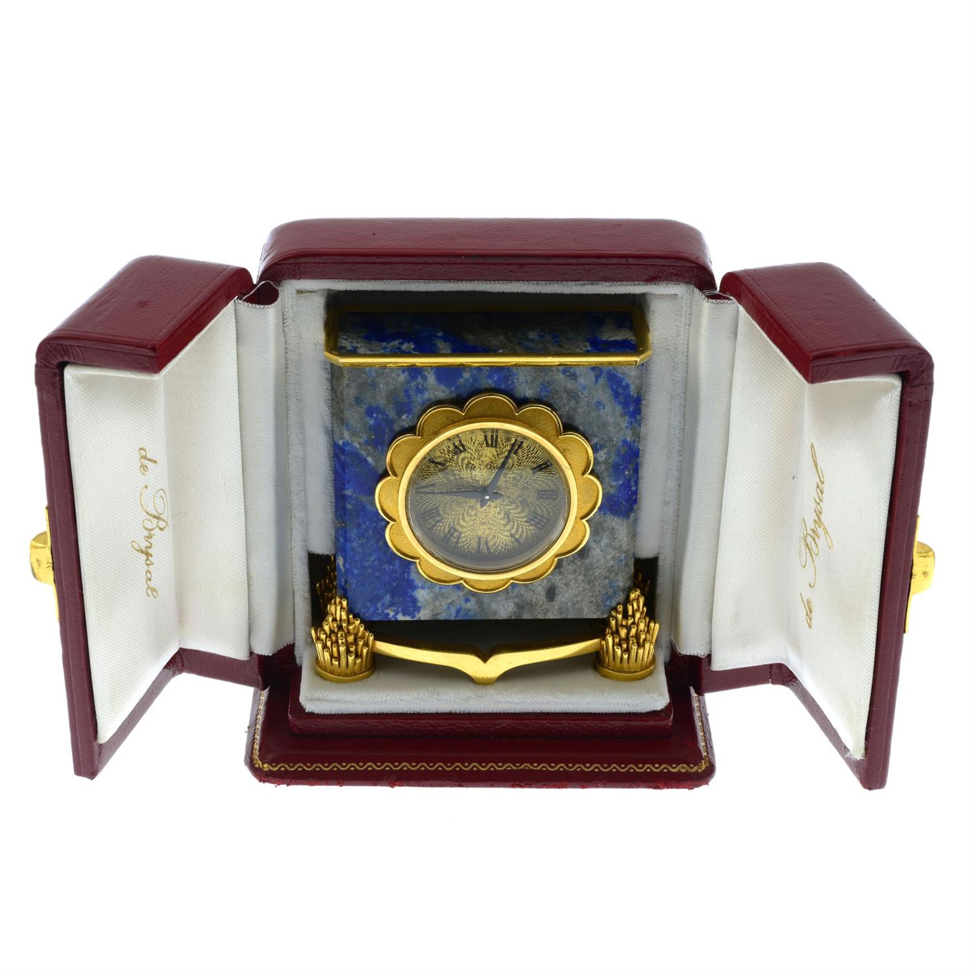 A mid 20th century 18ct gold sodalite carriage clock, in de Brysal case, for Van Cleef & Arpels. - Bild 6 aus 7