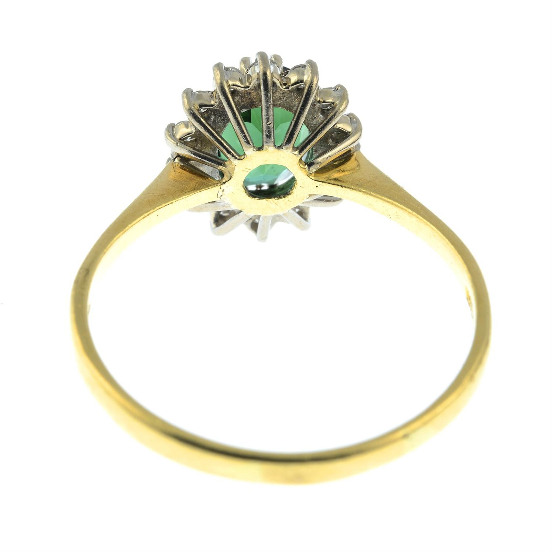 An 18ct gold green tourmaline and brilliant-cut diamond cluster ring. - Image 4 of 5