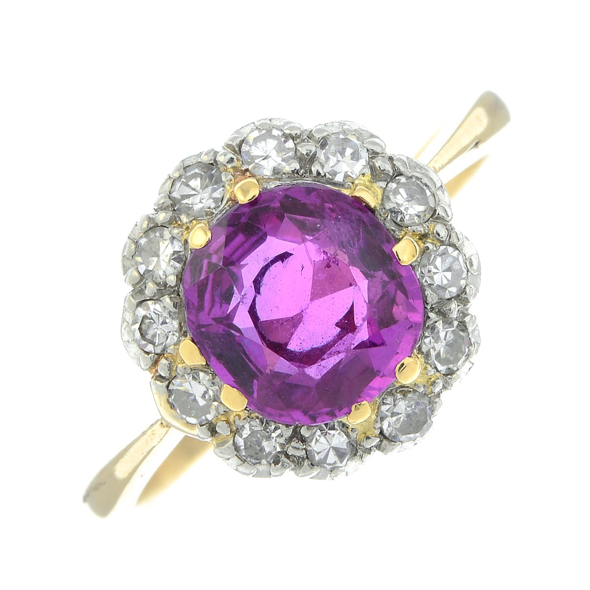 A Sri Lankan pink sapphire and single-cut diamond cluster ring. - Image 2 of 5