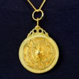 An 18ct gold Arabic astrolabe, with curb-link chain, by Asprey.