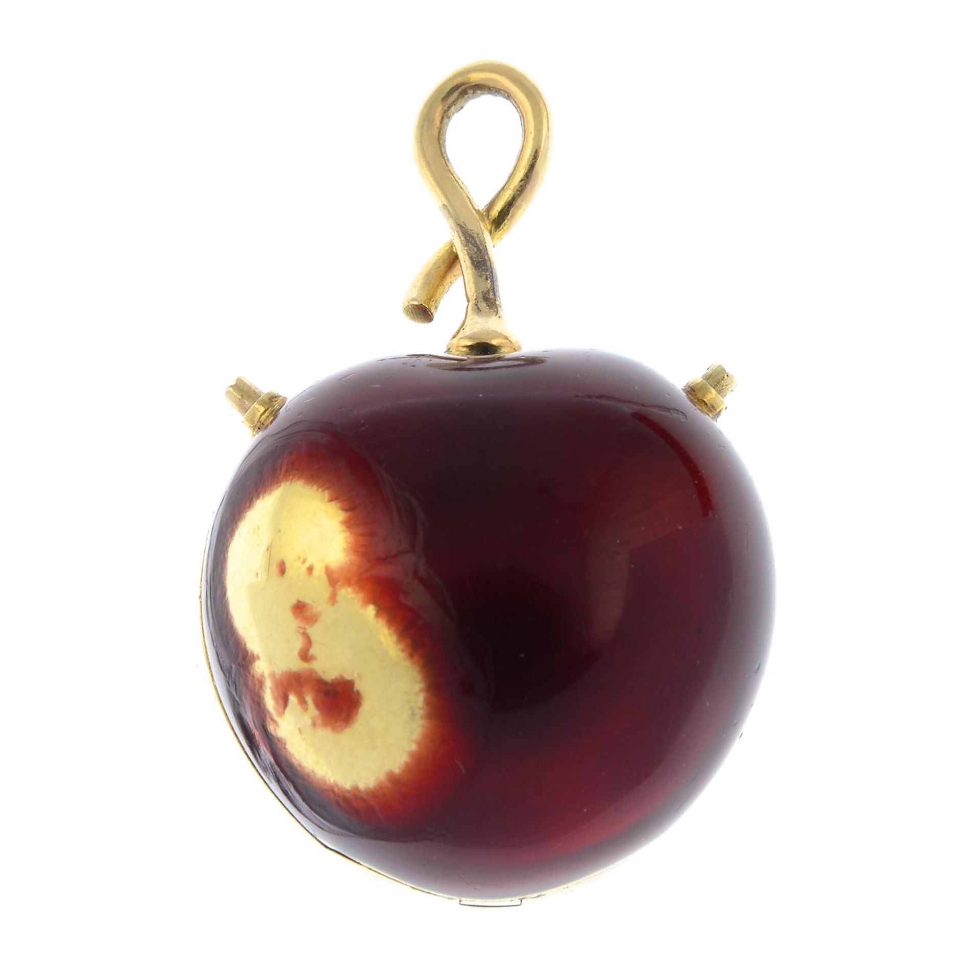 A mid 20th century gold and red enamel cherry fob watch. - Image 3 of 6