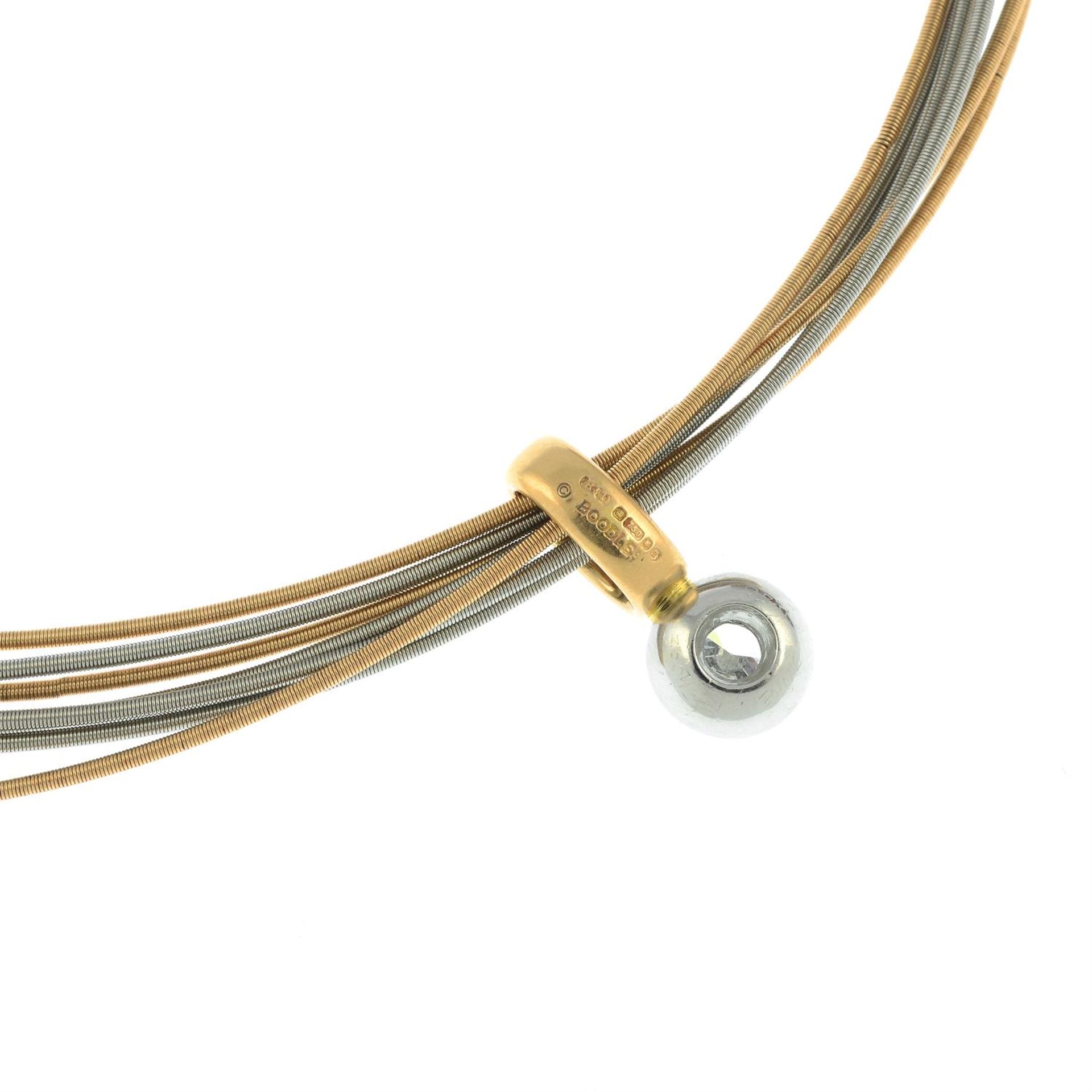 A bi-colour 18ct gold brilliant-cut diamond pendant, on multi-strand chain, by Boodles. - Image 4 of 6