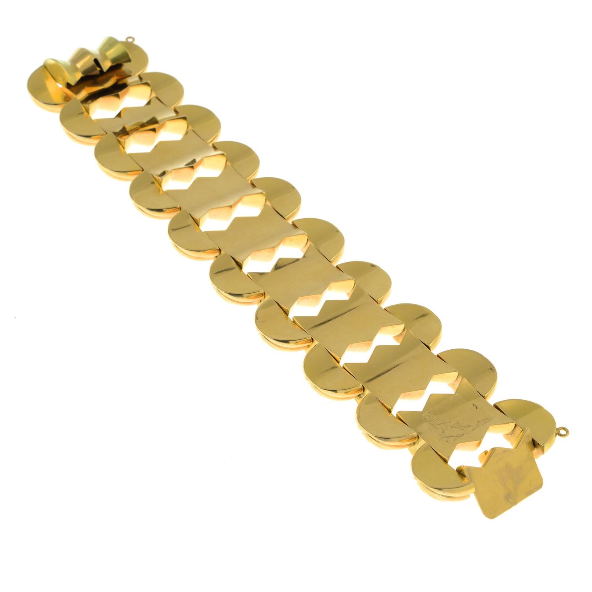 A 1940s bi-colour 18ct gold 'tank' bracelet. - Image 4 of 4