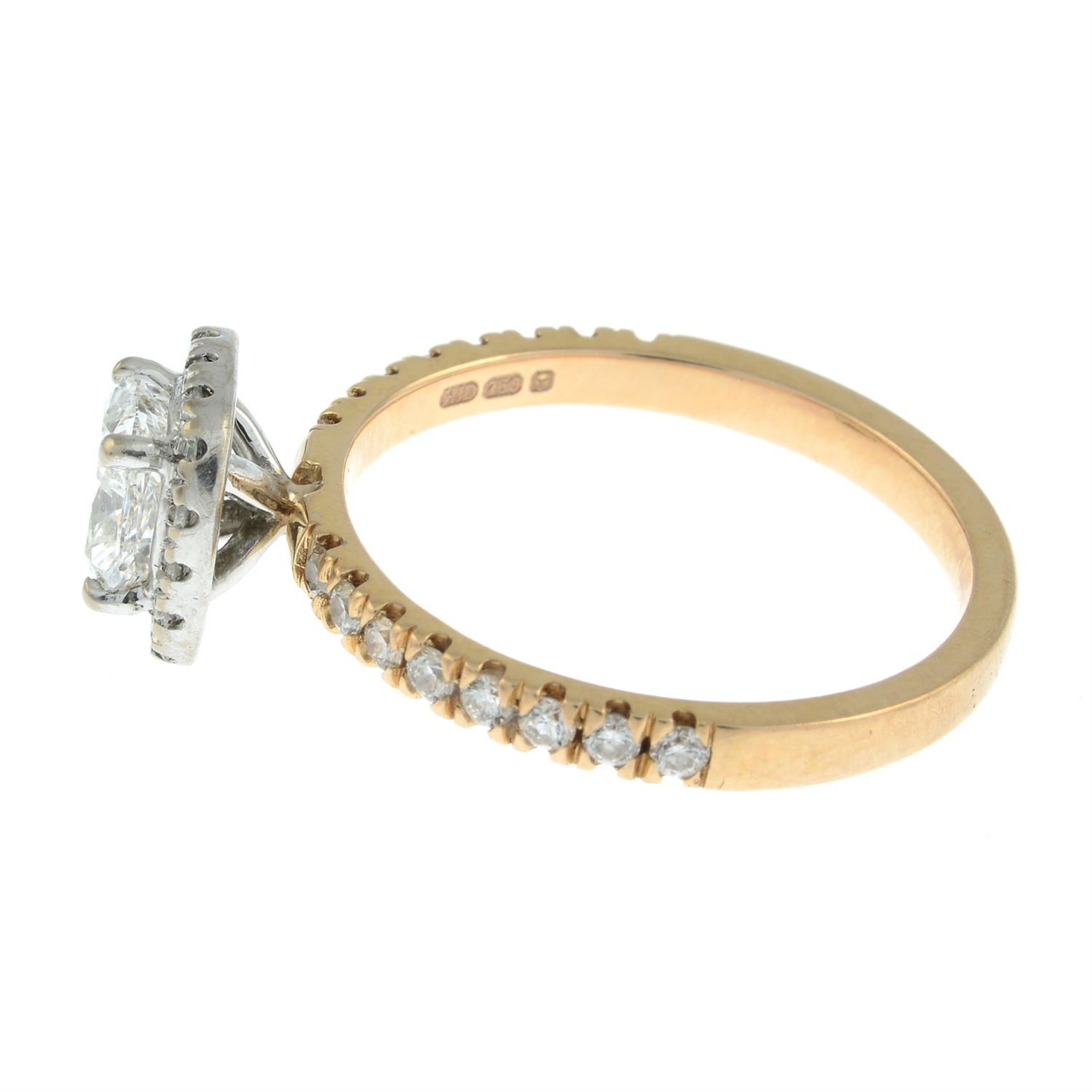 A cushion-shape diamond single-stone ring, with brilliant-cut diamond surround and sides. - Image 3 of 6