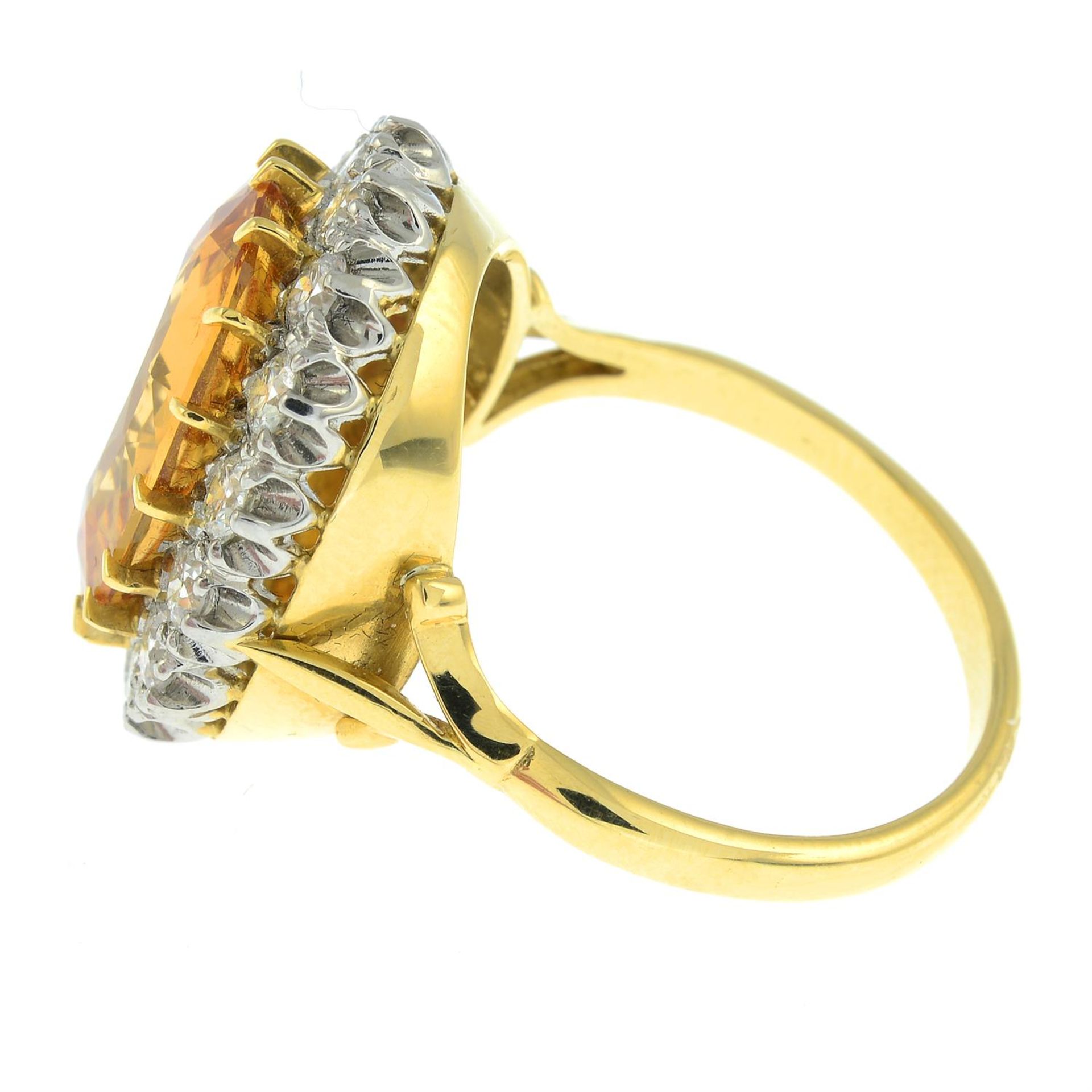 A 'golden' topaz and old-cut diamond cluster ring. - Image 3 of 5