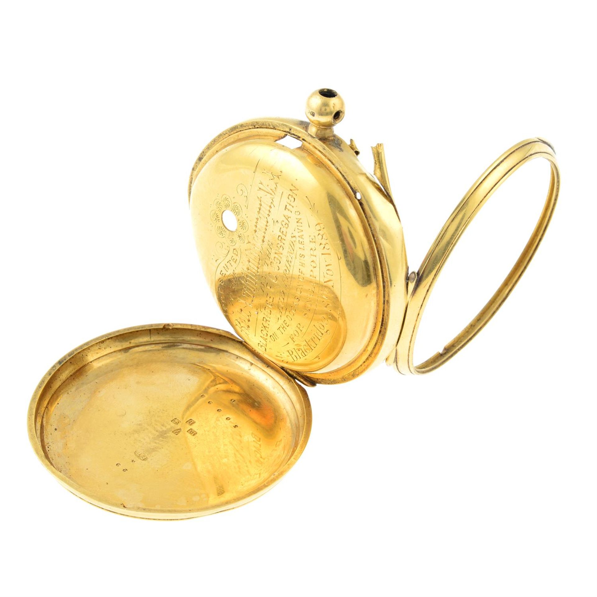 A late 19th century 18ct gold commemorative pocket watch case. - Image 2 of 2