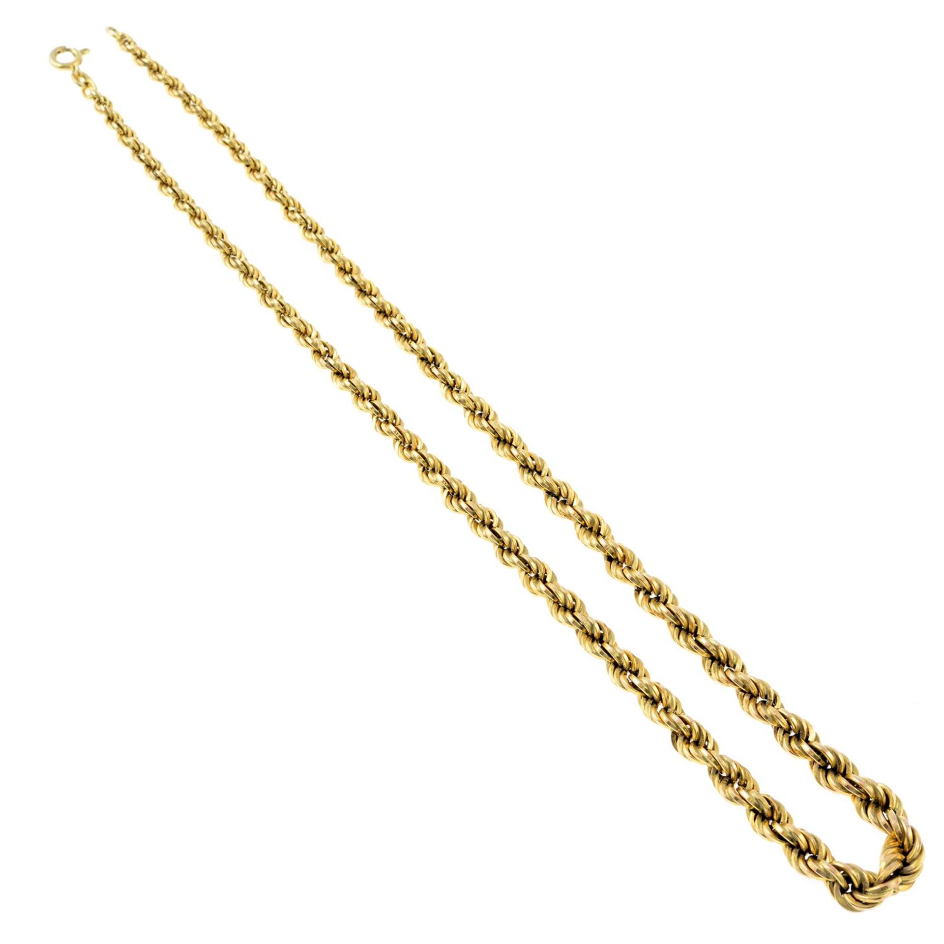 A 9ct gold graduated rope-link necklace.