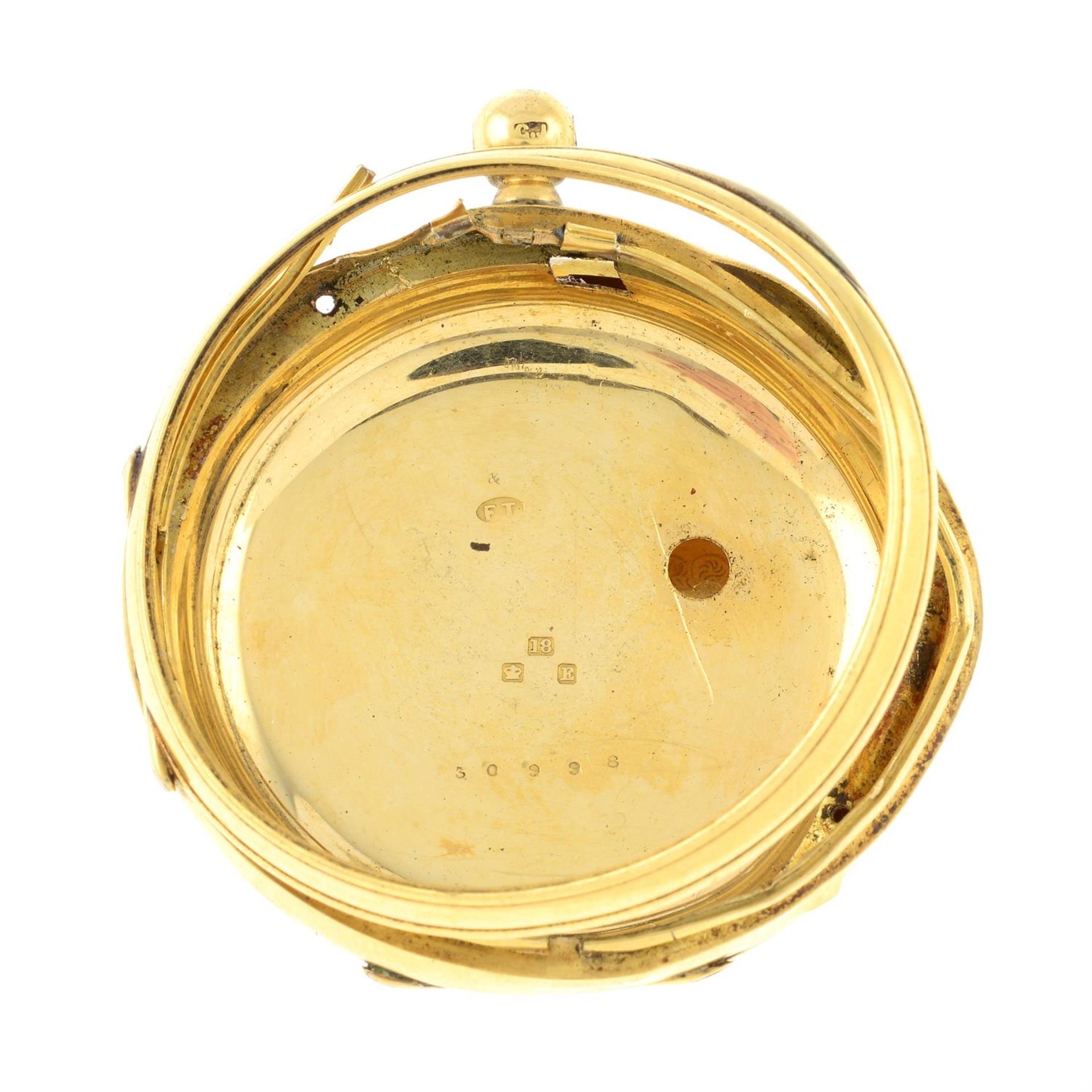 A late 19th century 18ct gold commemorative pocket watch case.