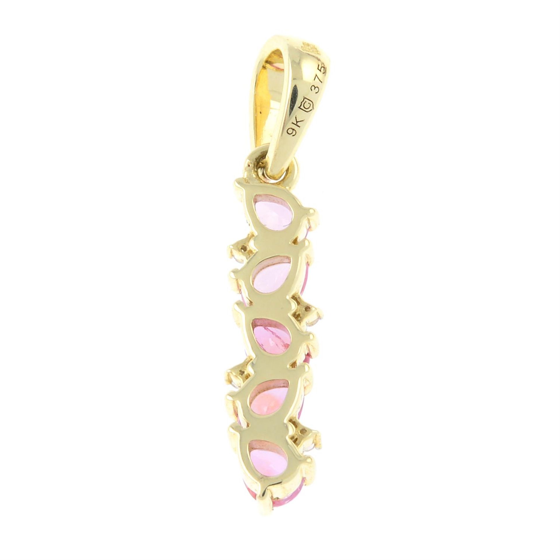 A 9ct gold pink sapphire and diamond pendant. - Image 2 of 2