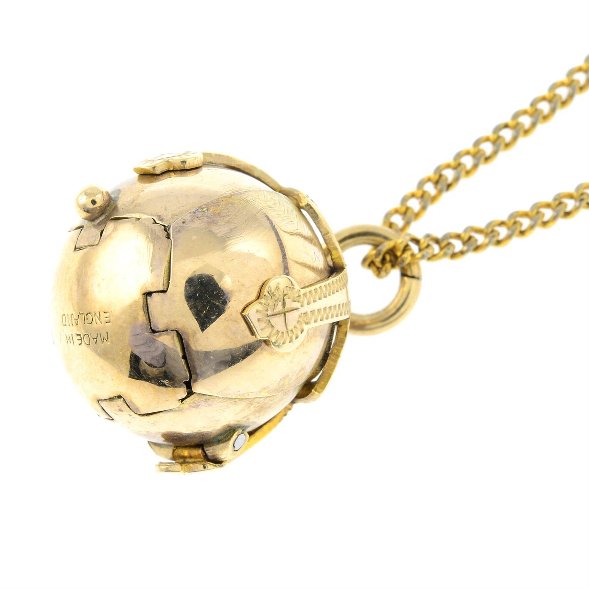 A Masonic ball pendant, with chain. - Image 2 of 3