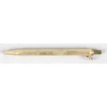 A small 9ct gold cased ball point pen.