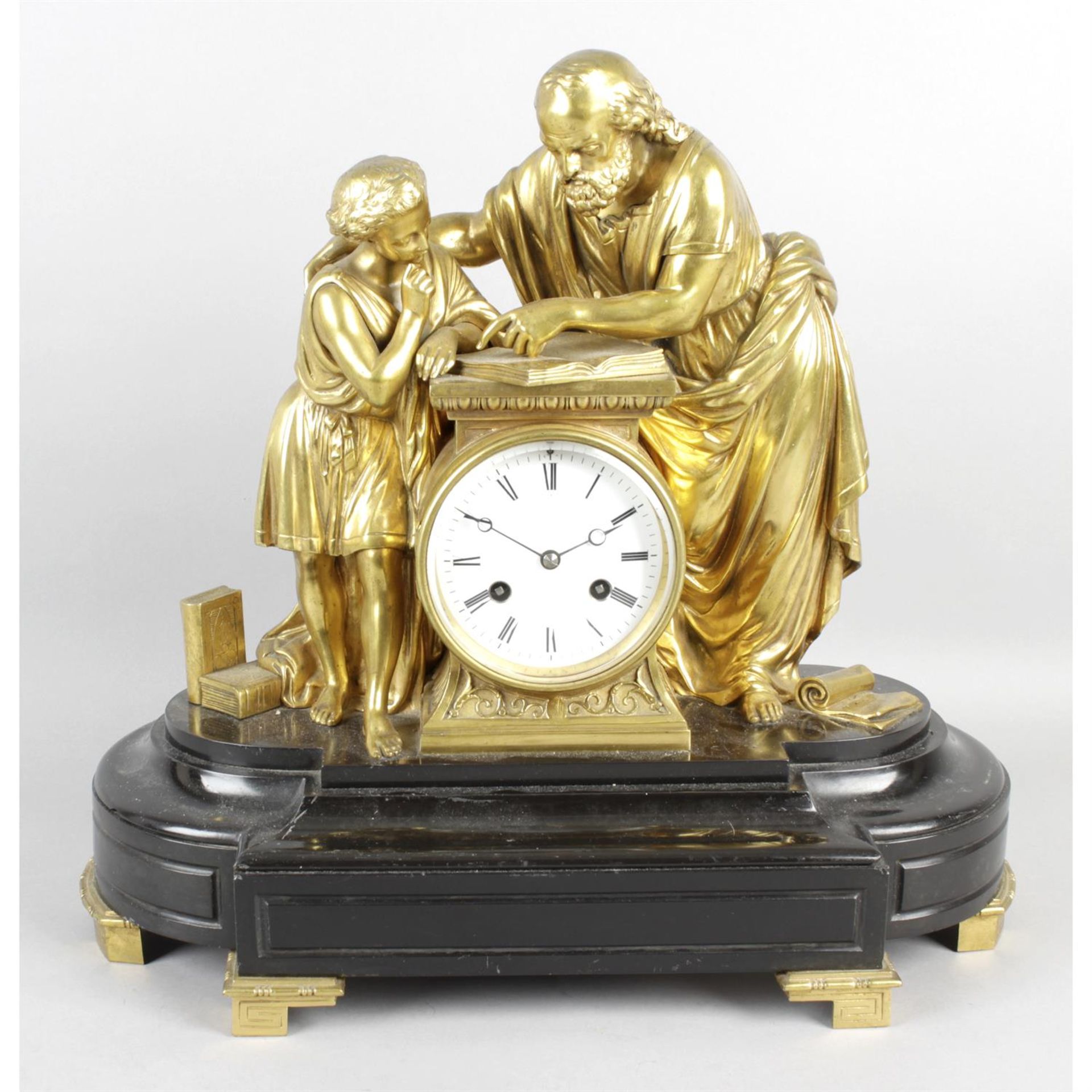 A 19th century gilt bronze mantel clock.