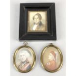 A selection of assorted pictures and prints, to include a 19th century portrait miniature and other