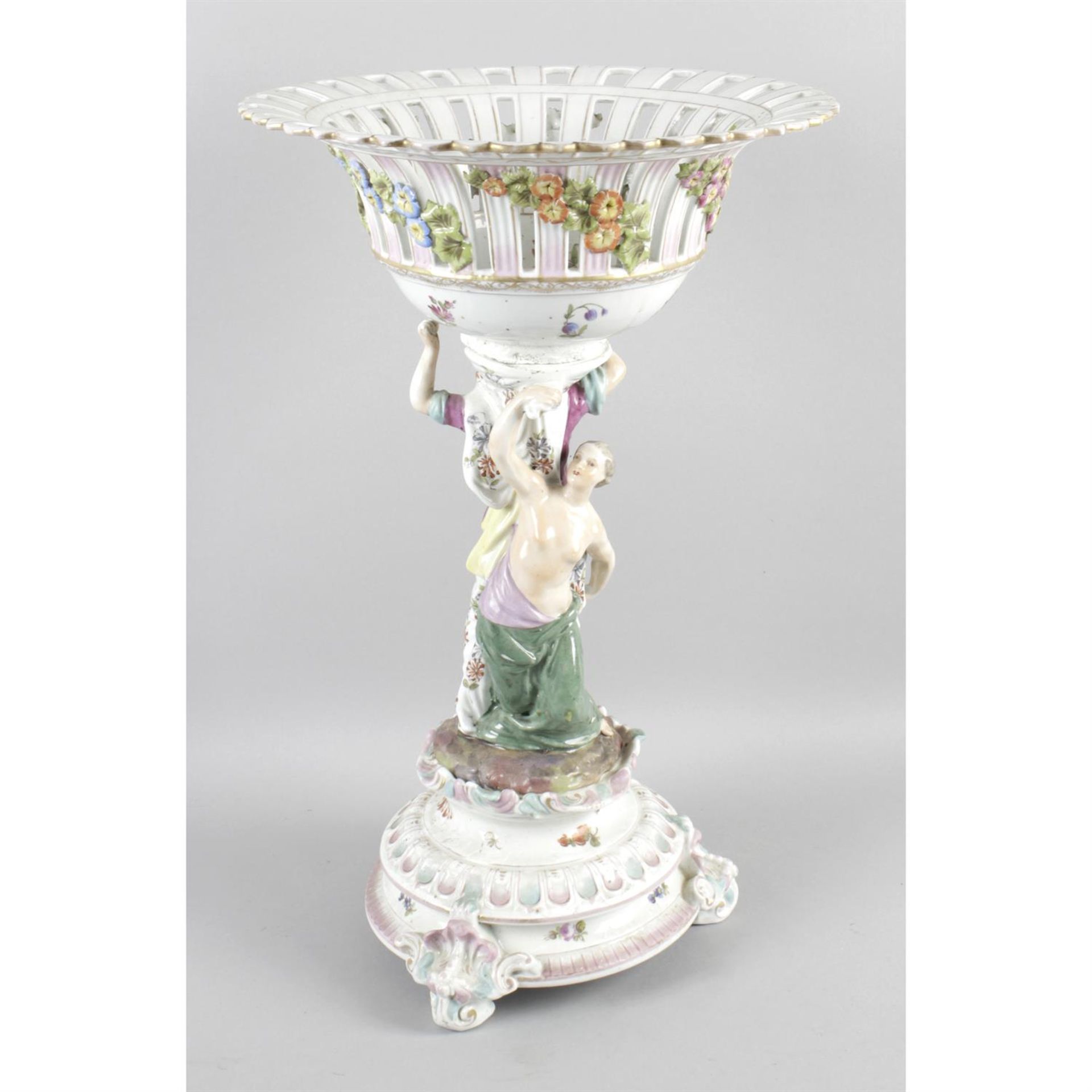 A late 19th century Continental porcelain table centre piece.