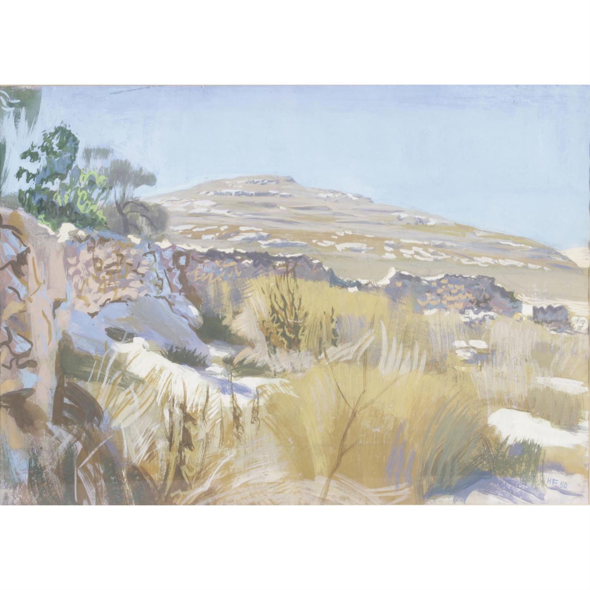 H. Feibusch (20th century), The Road To Jerusalem, gouache painting, together with a watercolour
