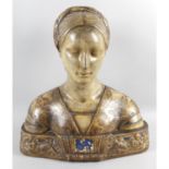 An unusual early 20th century head and shoulder pottery bust.