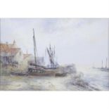 F. W Scarbrough (1860 - 1939), "Fishing Boats at Boulogne, Morning" and "Largo Harbour, Scotland",