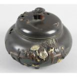 A 19th century Japanese bronze censer and cover.