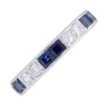 An 18ct gold sapphire and diamond half eternity ring, by Cropp & Farr.