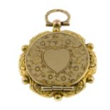 An early Victorian 9ct gold locket fob, with floral motif.